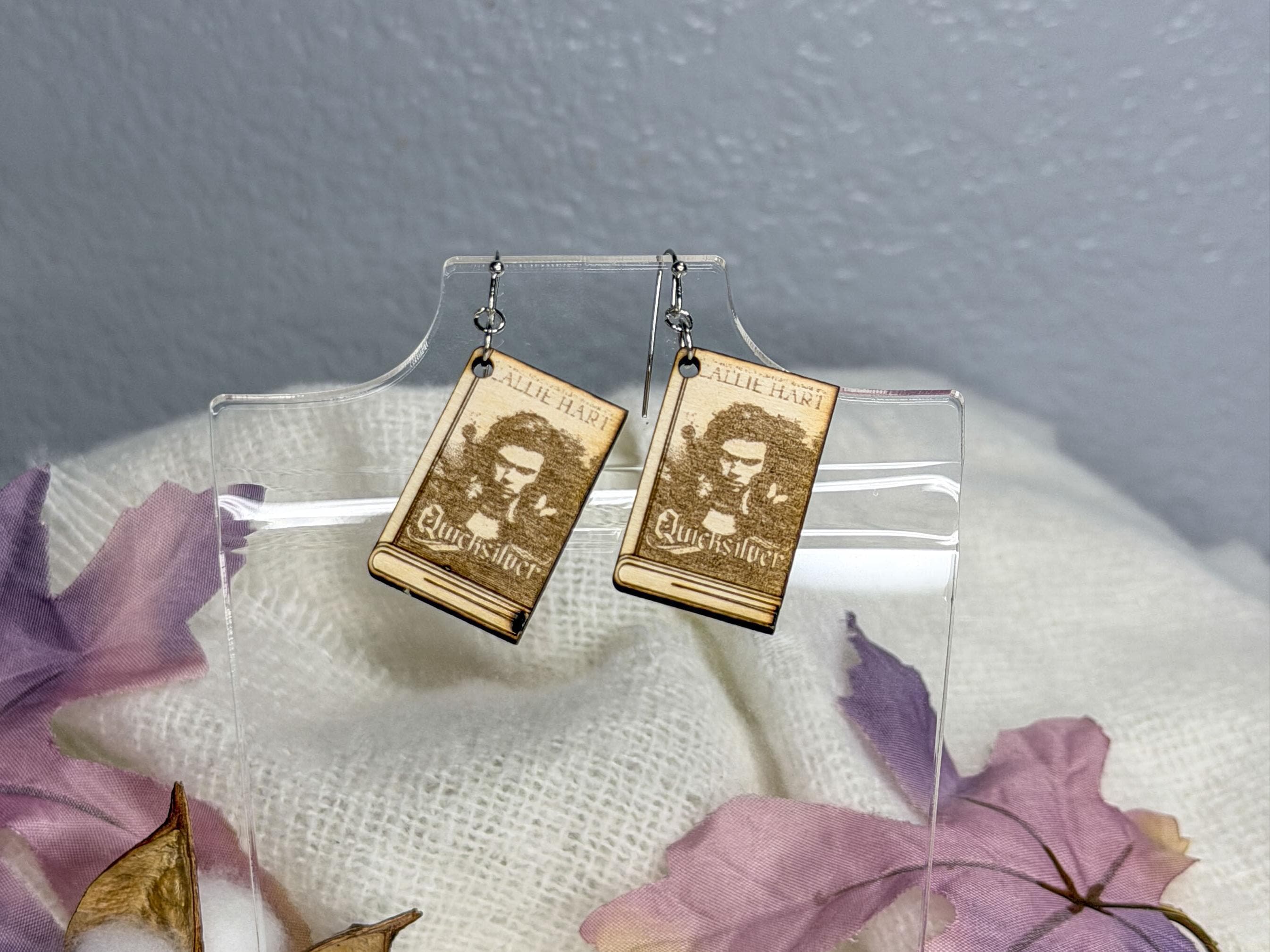 Quicksilver Inspired Book Cover Earrings | Fantasy Bookish Gift for Readers & BookTok Lovers of Romantasy
