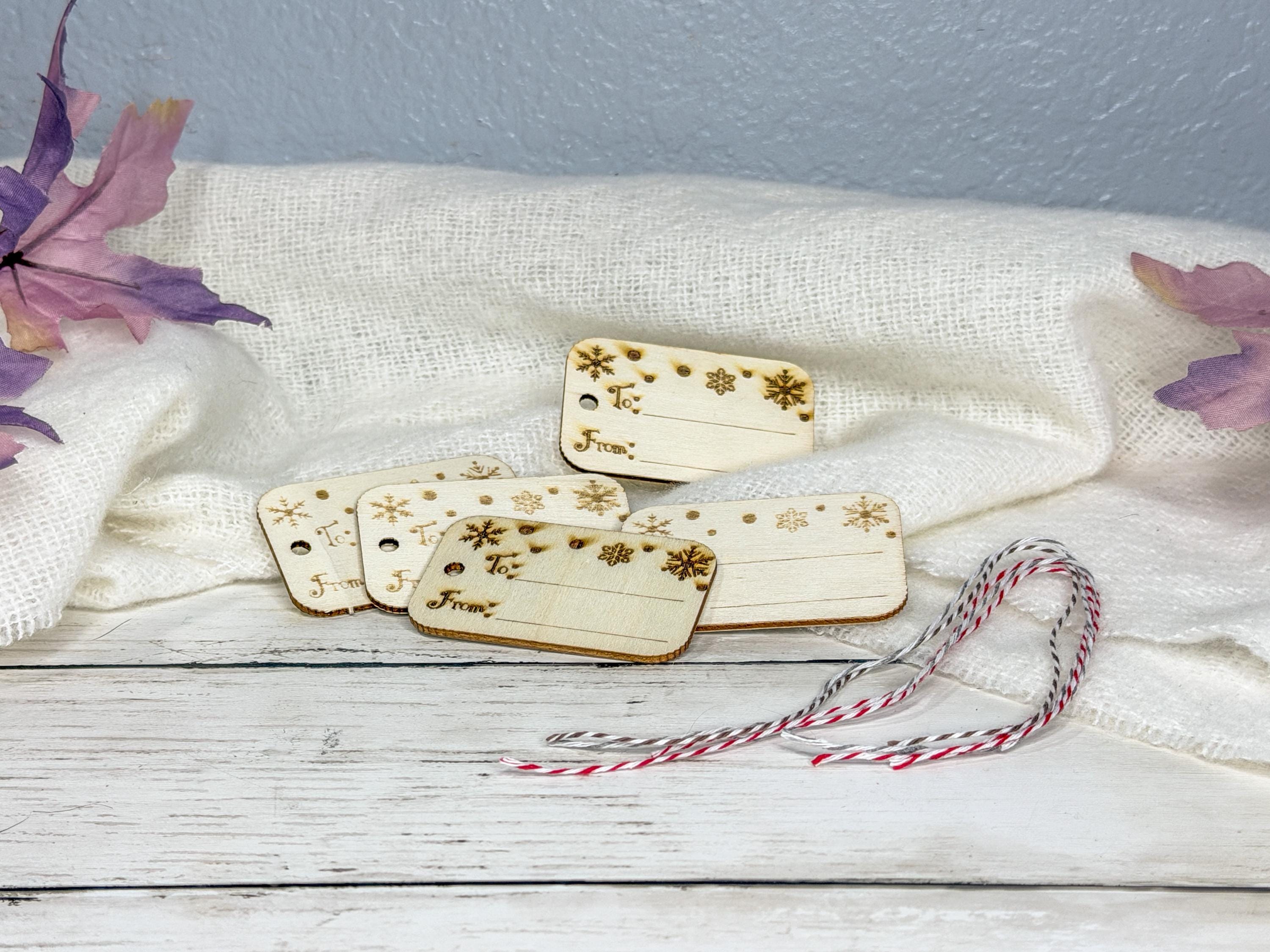 Wooden Christmas Gift Tags | Set of 5 Snowflake To and Froms with String| Rustic Holiday Gift Tags