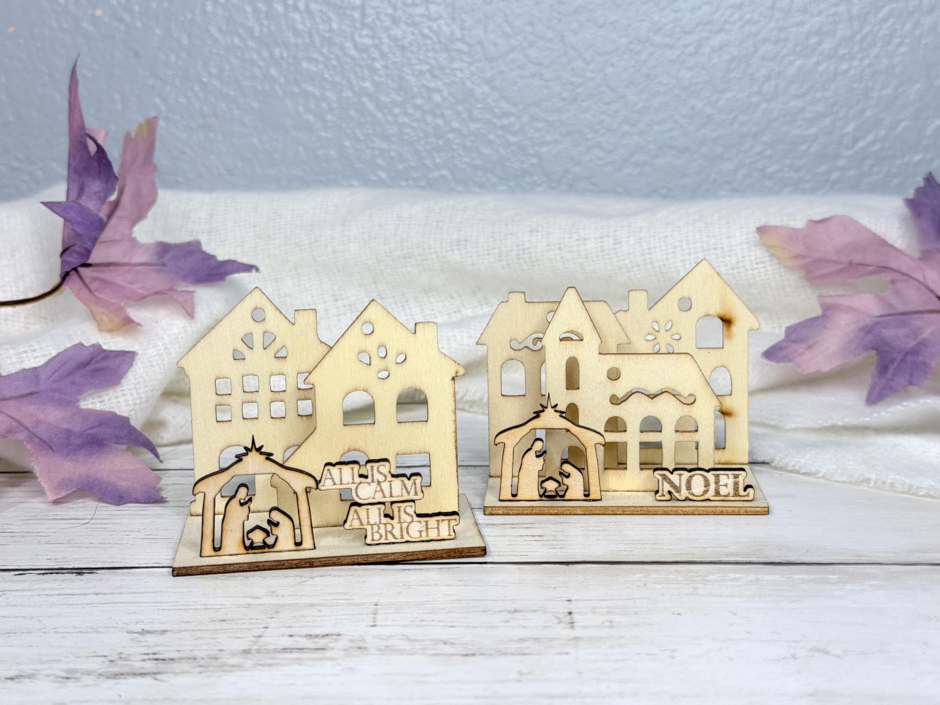 Mini Wooden Nativity Scene | Choose from 2 Designs | Christian Christmas Décor | Laser Cut Standing Nativity Village