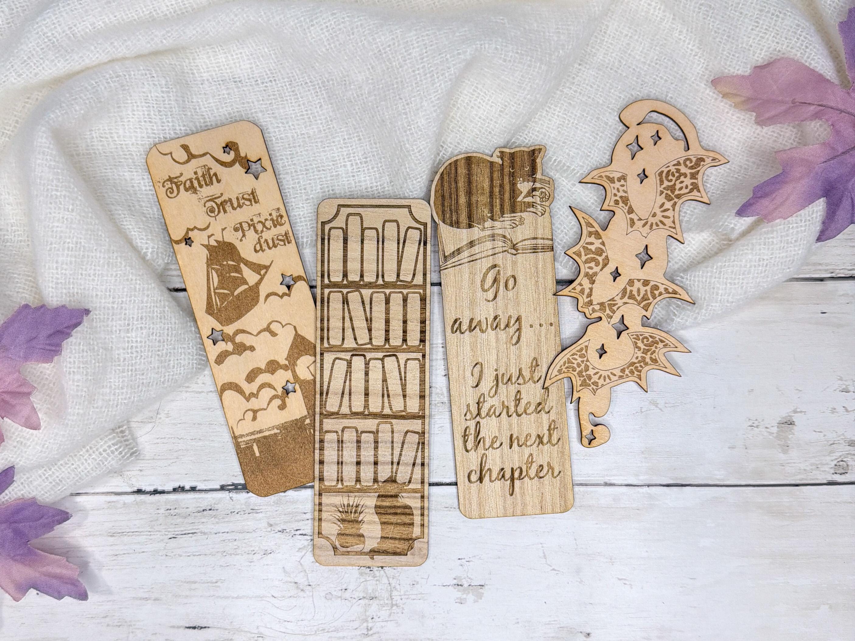 Wooden Bookmark | Laser Engraved Bookmarks | Reader Gift | Book Lover Stocking Stuffer | Choose from 4 Designs
