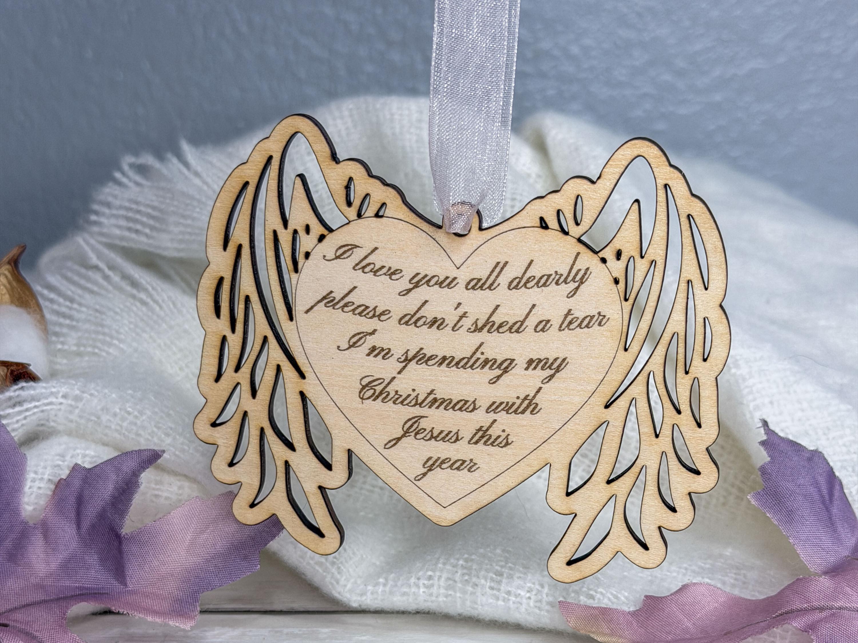 Spending My Christmas with Jesus This Year Ornament | Memorial Angel Wings Ornament for Lost Loved One