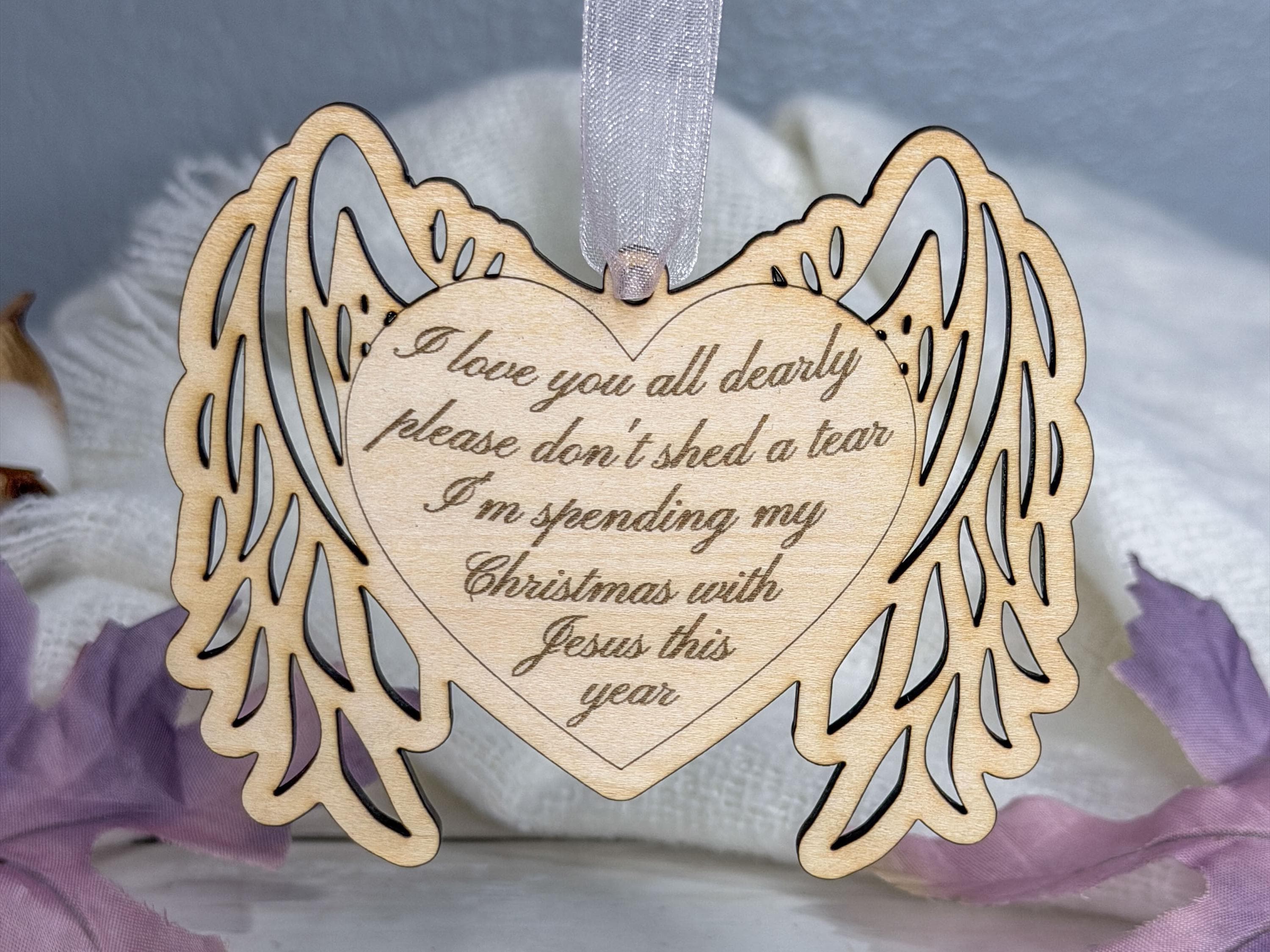 Spending My Christmas with Jesus This Year Ornament | Memorial Angel Wings Ornament for Lost Loved One