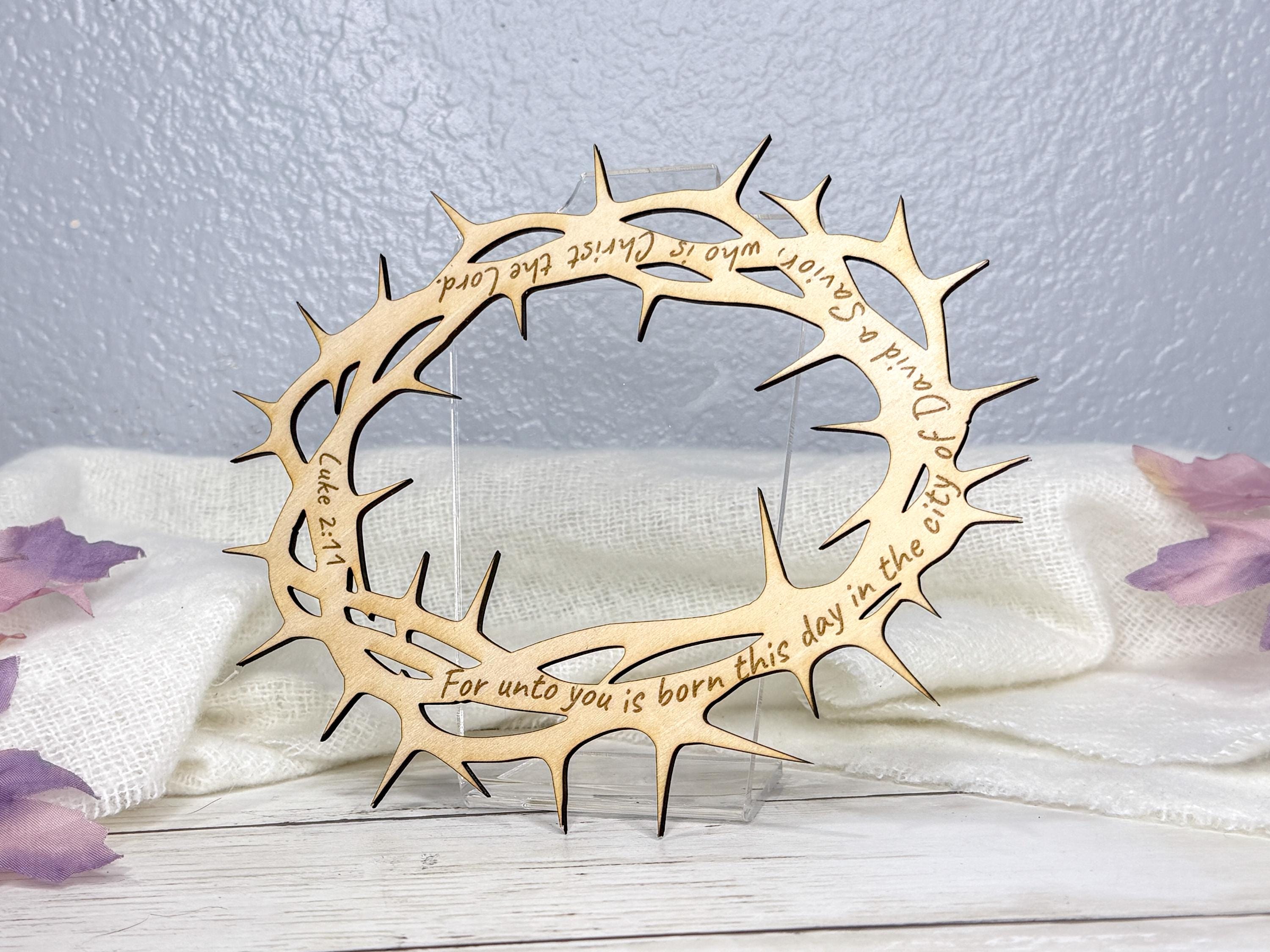 Crown of Thorns Christmas Ornament | Christian Christmas Decor | Laser Engraved Scripture Ornament