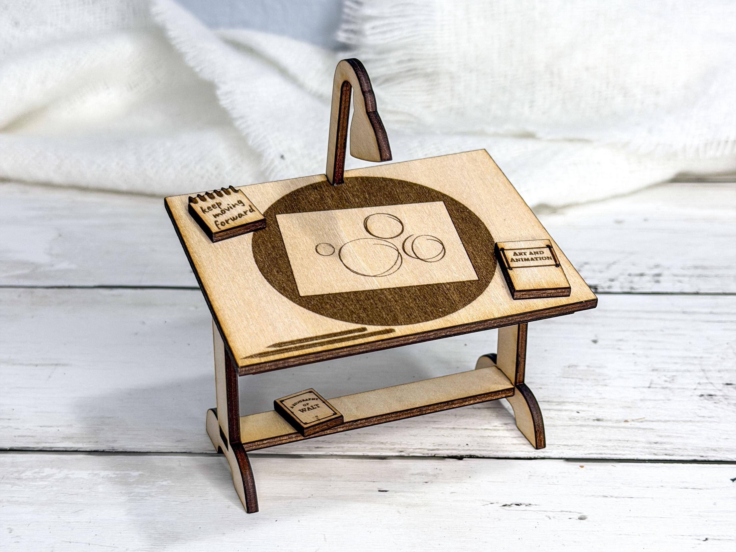 Miniature Animator Desk | Artist Diorama Inspired by Disney Animators with a Hidden Tribute to Walt Disney