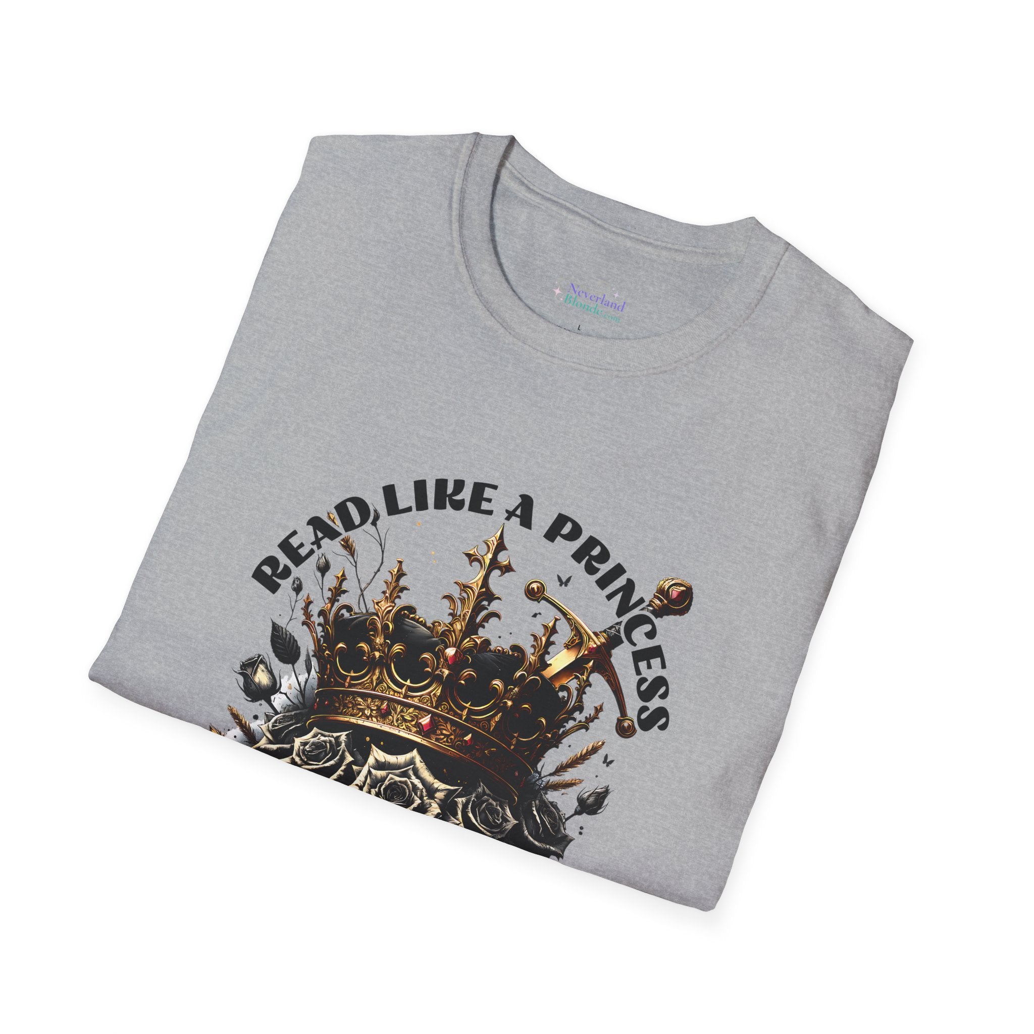 T-Shirt — "Read Like a Princess, Love Like a Villain" Crown Skull Graphic Tee