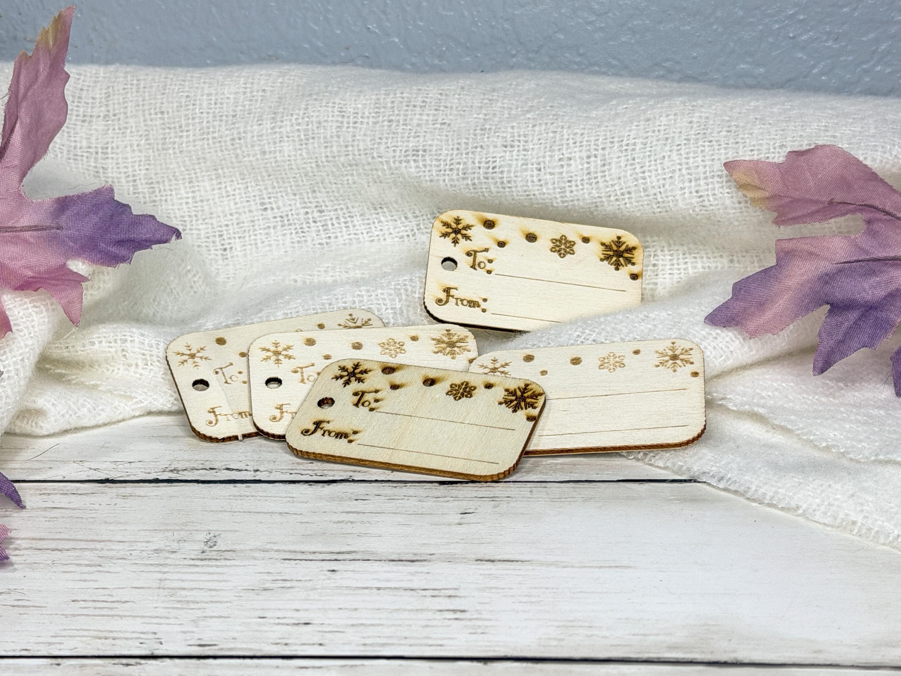 Wooden Christmas Gift Tags | Set of 5 Snowflake To and Froms with String| Rustic Holiday Gift Tags
