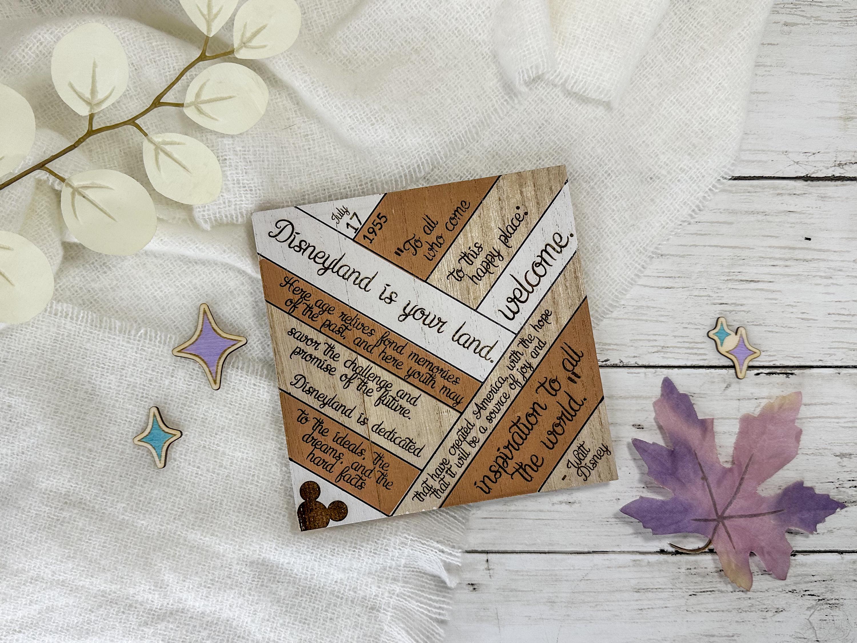 Disneyland Dedication Quote Home Decor | Standing Desk Sign Art with a Quote from Walt Disney