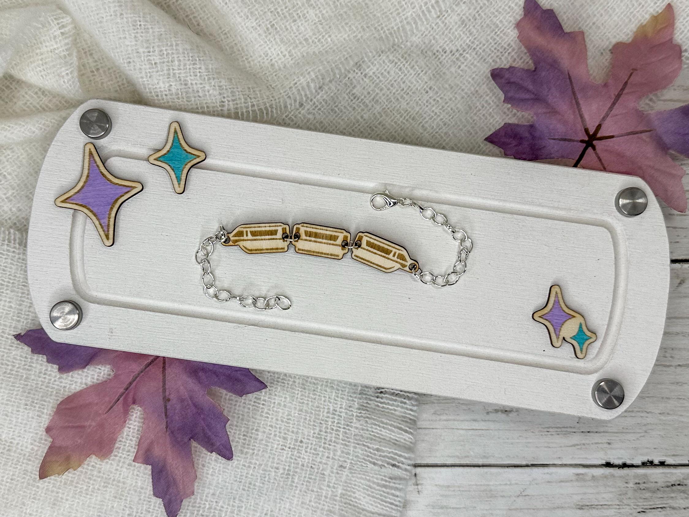 Monorail Bracelet | Inspired by Disney Park | Laser Engraved Wood Jewelry Gift