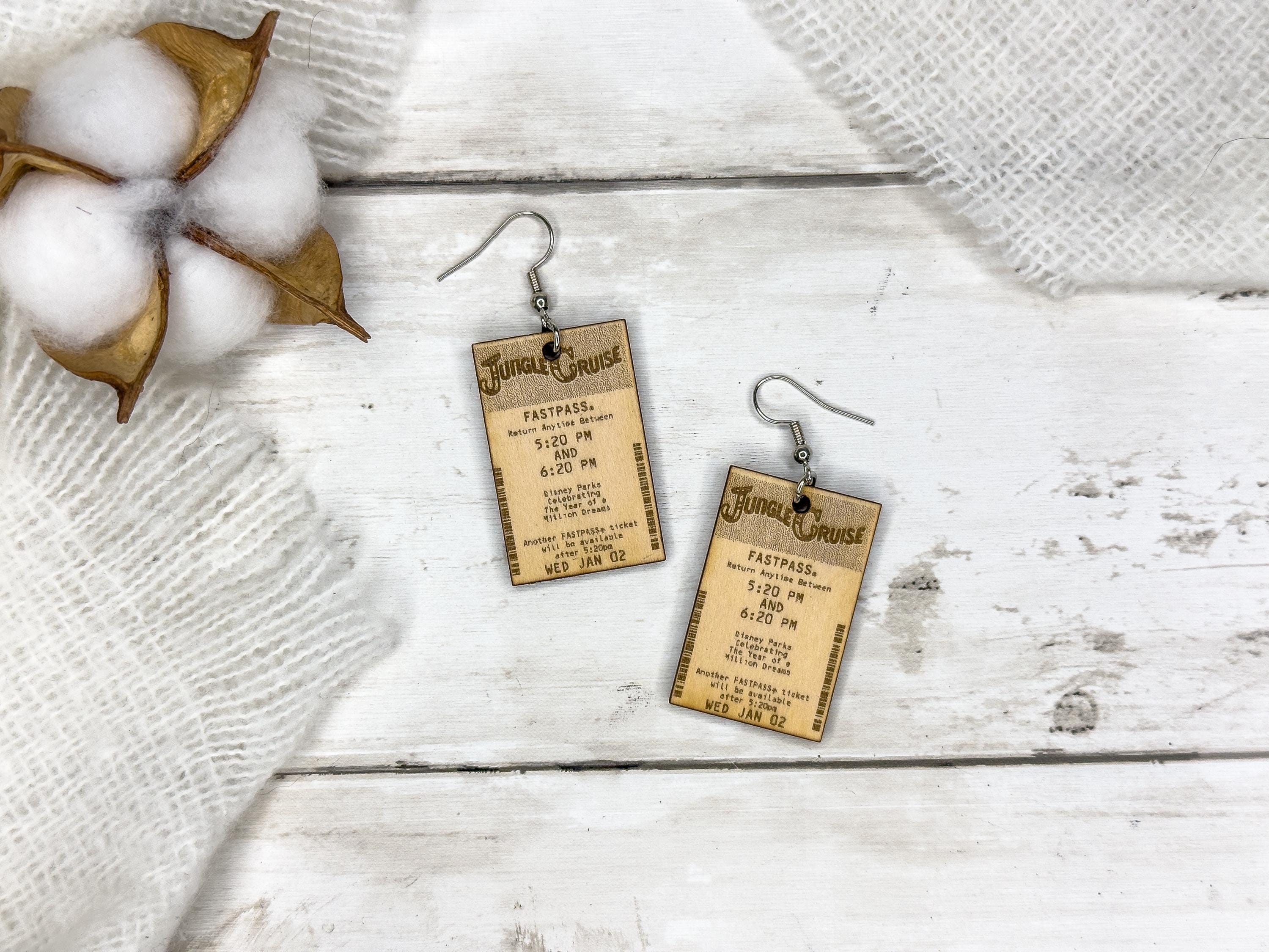FastPass Inspired Earrings | Nostalgic Park Ticket Jewelry Retro Attraction Inspired Earrings | Choose from 3 Designs