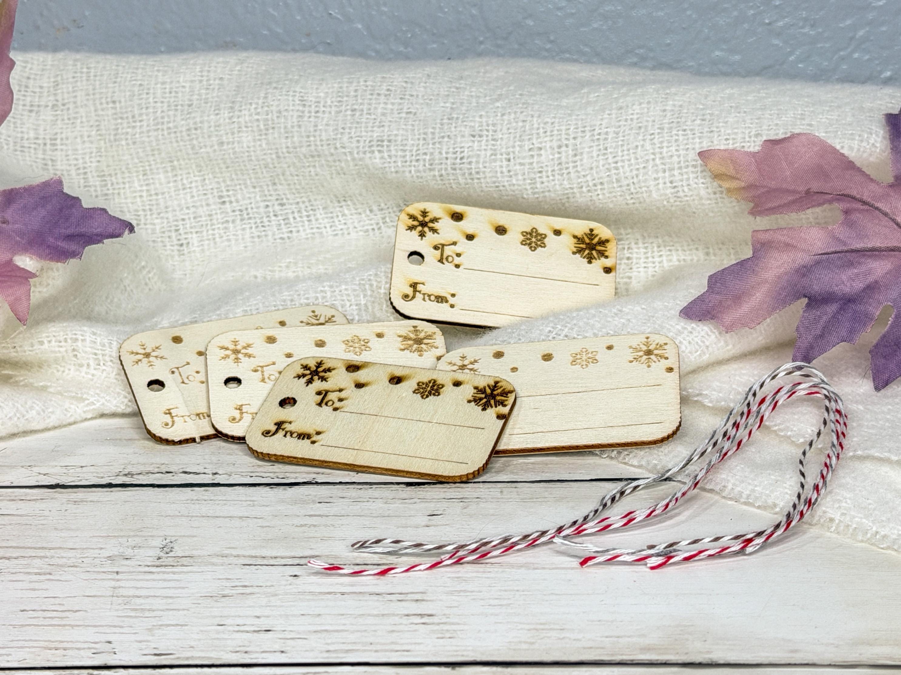 Wooden Christmas Gift Tags | Set of 5 Snowflake To and Froms with String| Rustic Holiday Gift Tags