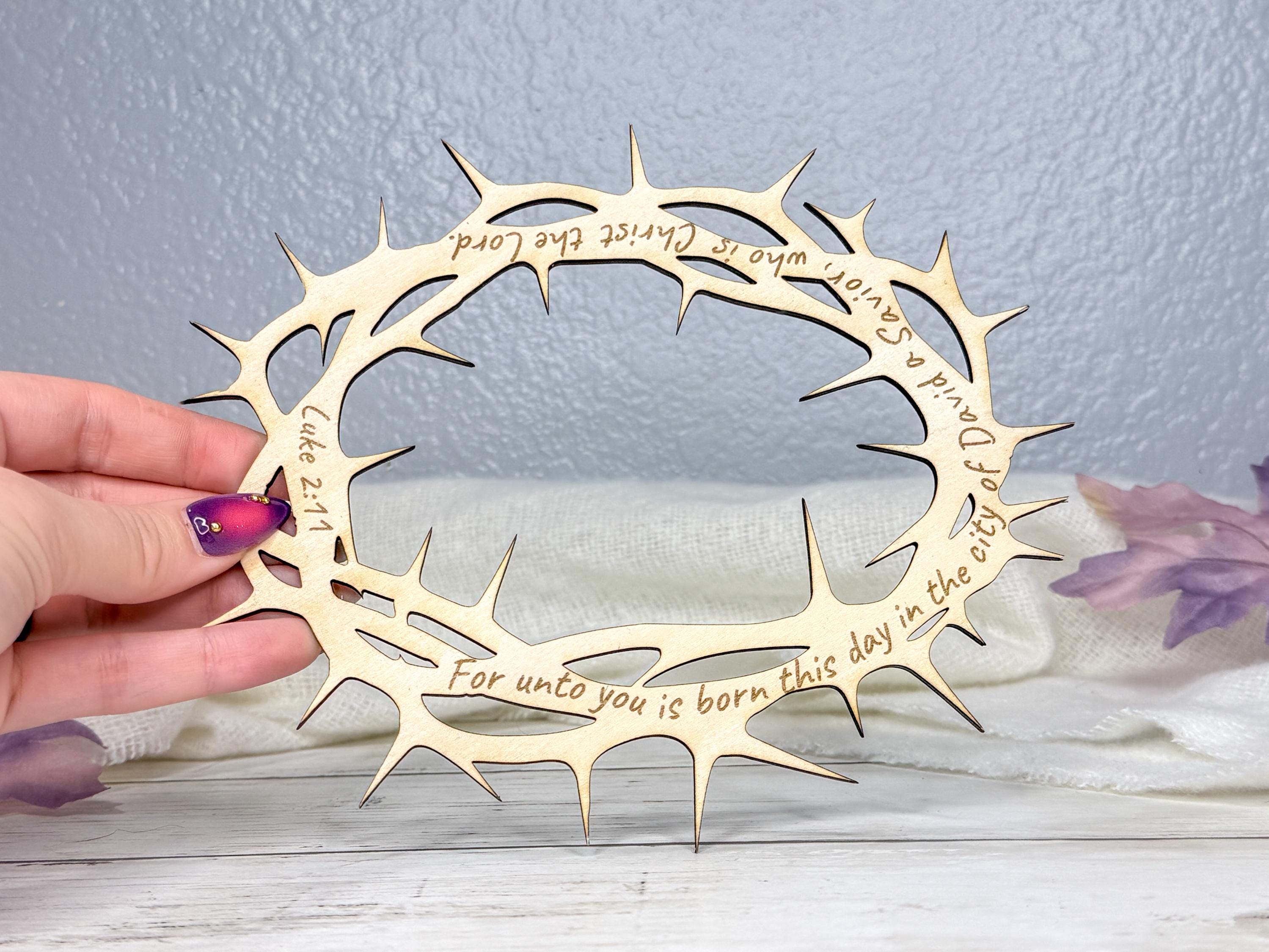 Crown of Thorns Christmas Ornament | Christian Christmas Decor | Laser Engraved Scripture Ornament