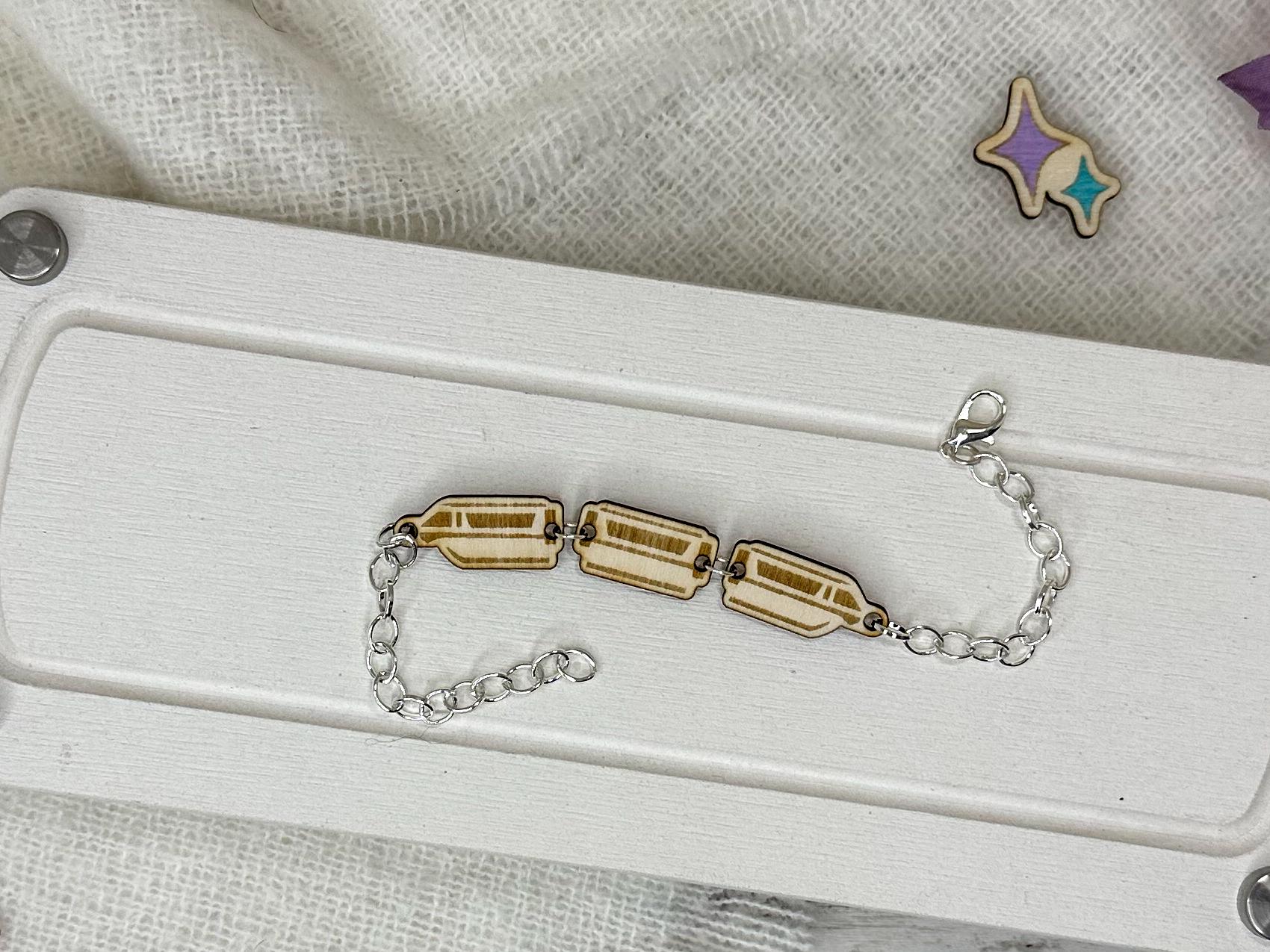Monorail Bracelet | Inspired by Disney Park | Laser Engraved Wood Jewelry Gift