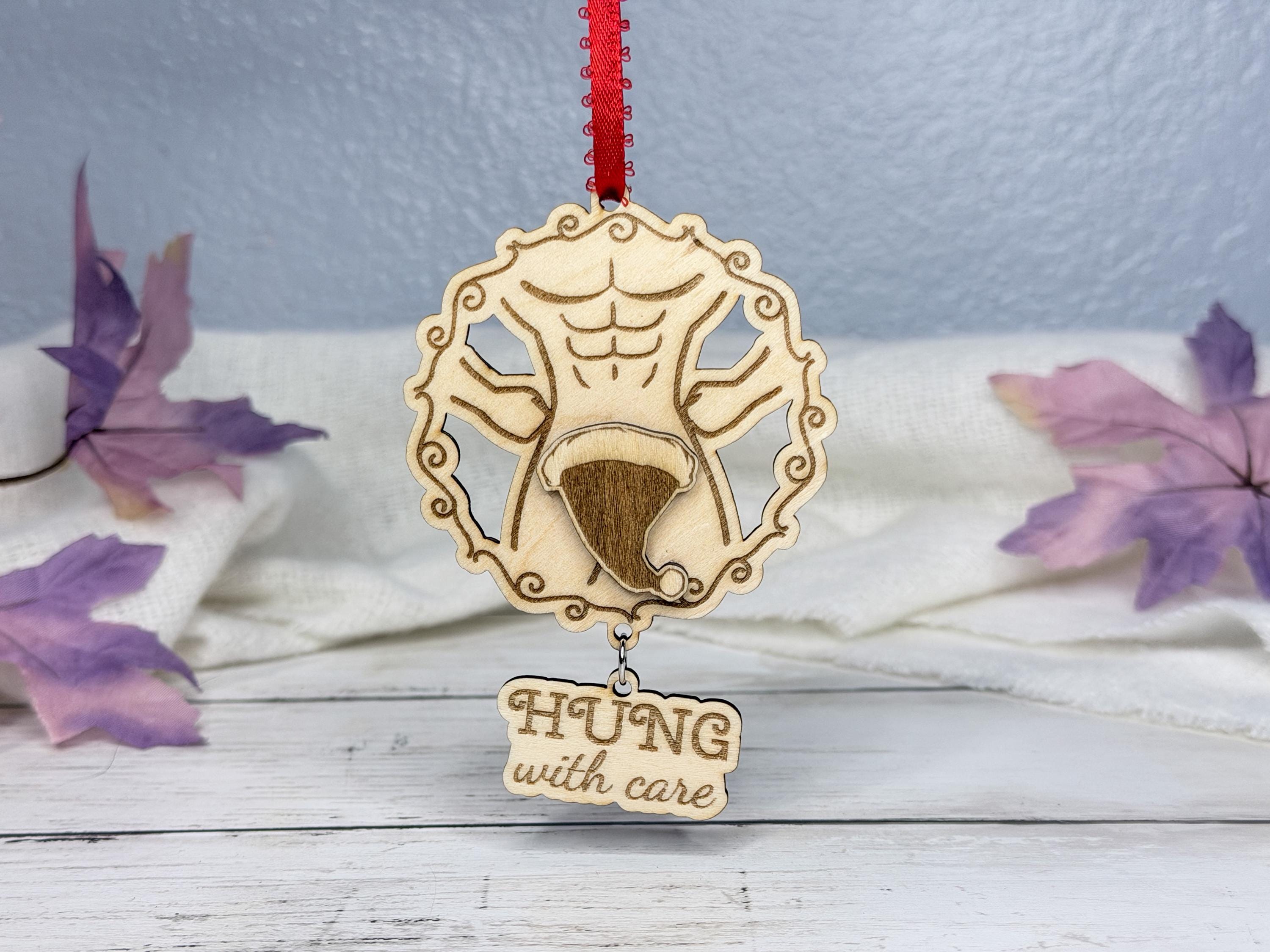Hung with Care Funny Ornament for Adults | Spicy Christmas Gift Idea | Adult Humor Christmas