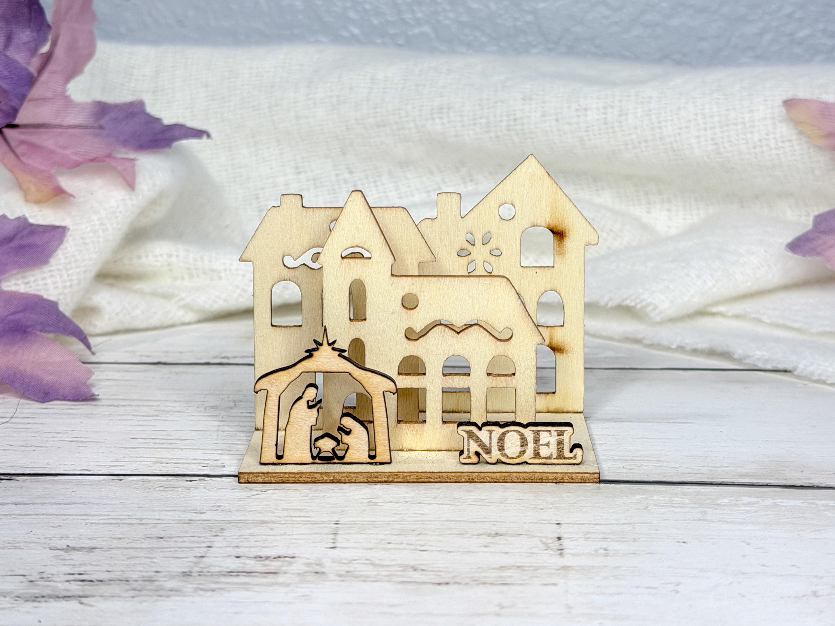 Mini Wooden Nativity Scene | Choose from 2 Designs | Christian Christmas Décor | Laser Cut Standing Nativity Village