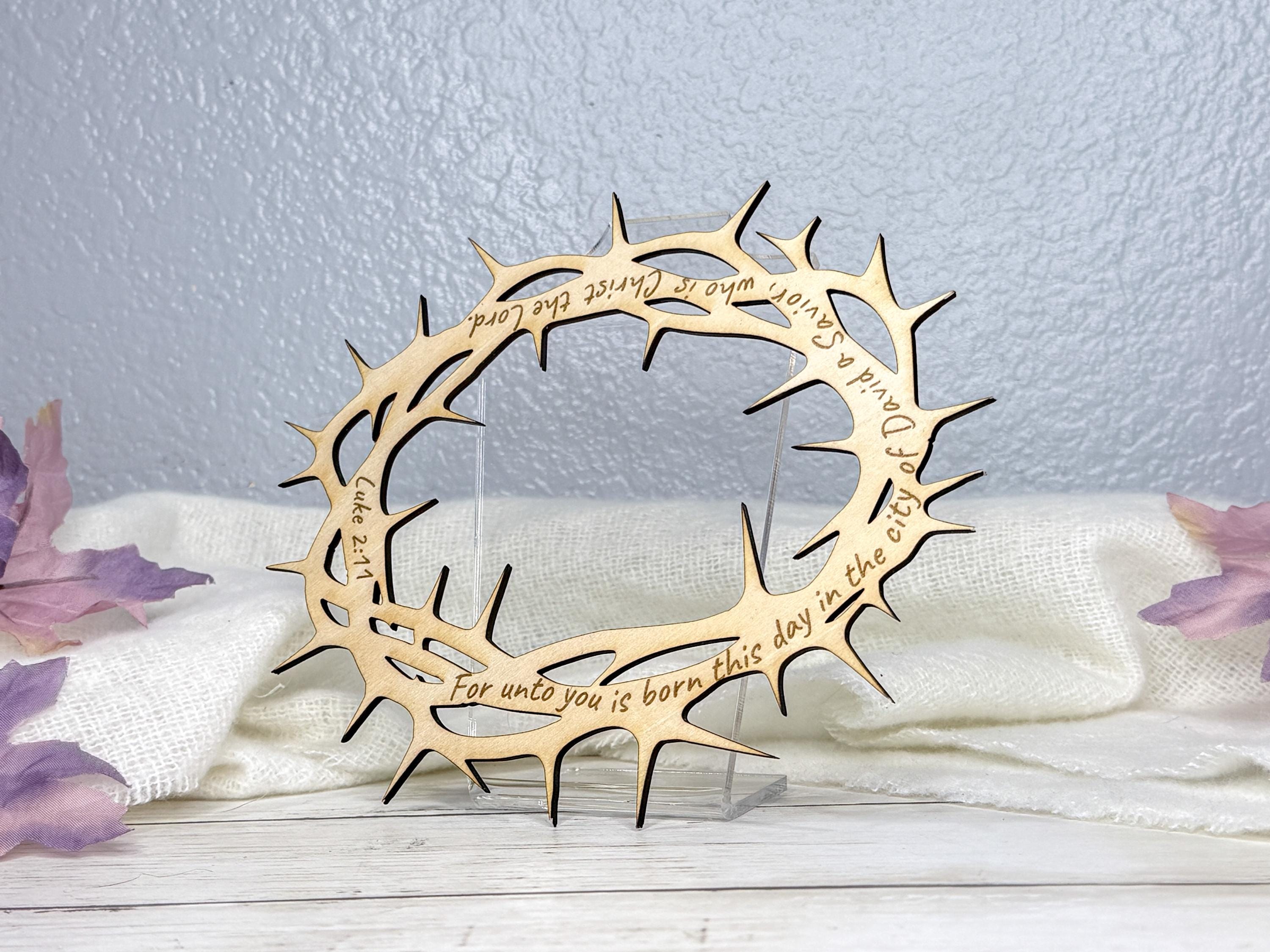 Crown of Thorns Christmas Ornament | Christian Christmas Decor | Laser Engraved Scripture Ornament