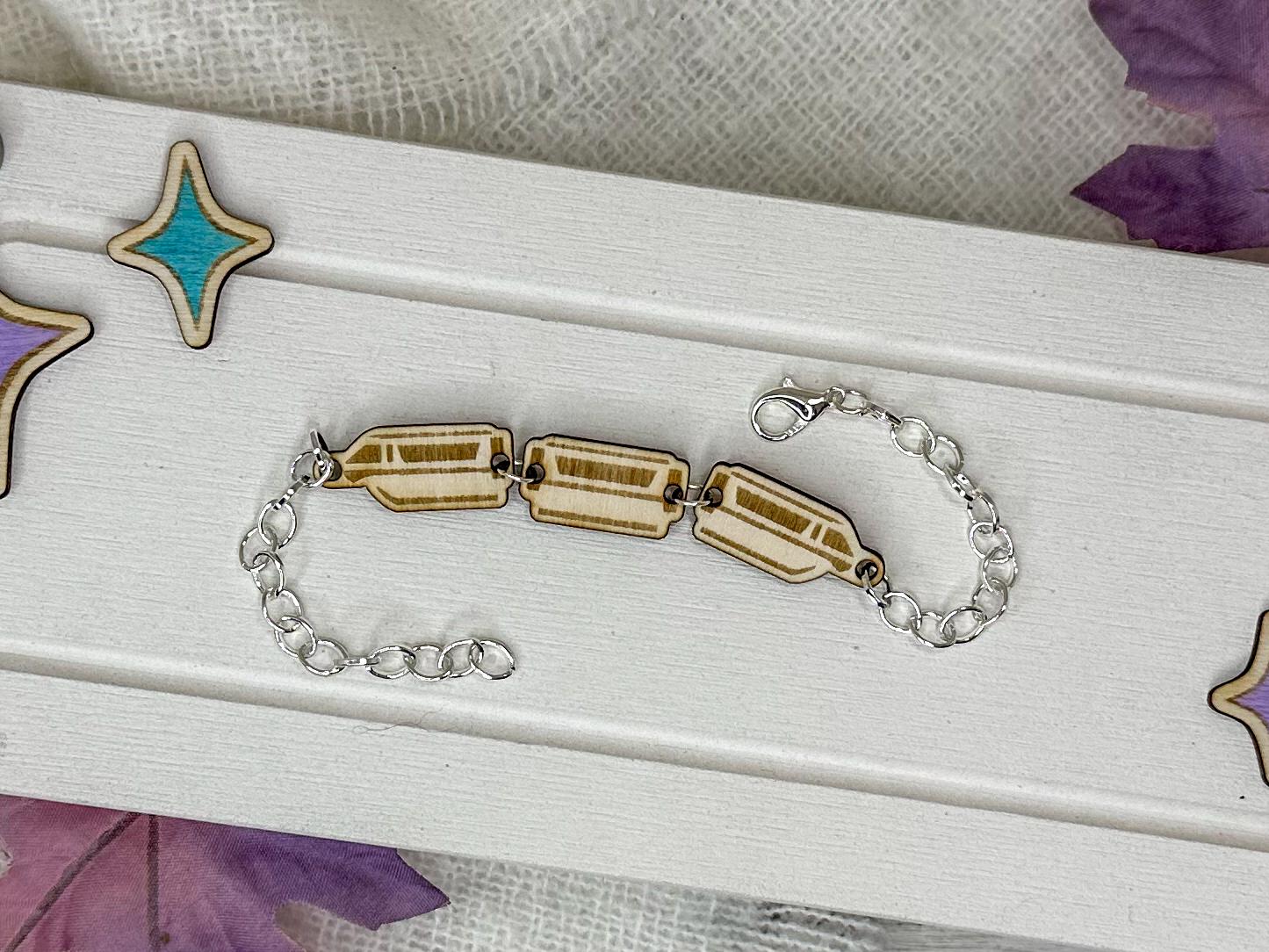 Monorail Bracelet | Inspired by Disney Park | Laser Engraved Wood Jewelry Gift