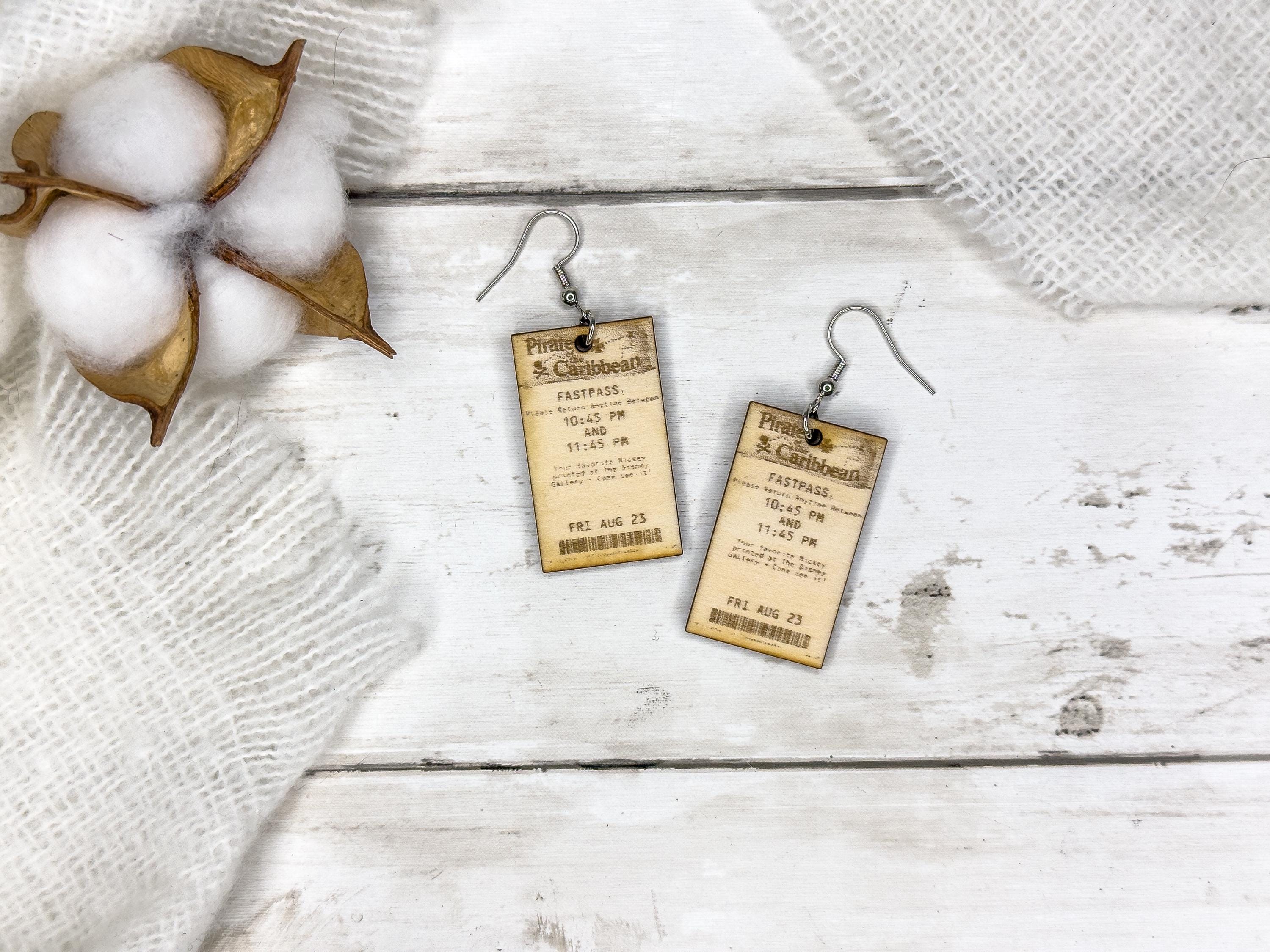 FastPass Inspired Earrings | Nostalgic Park Ticket Jewelry Retro Attraction Inspired Earrings | Choose from 3 Designs