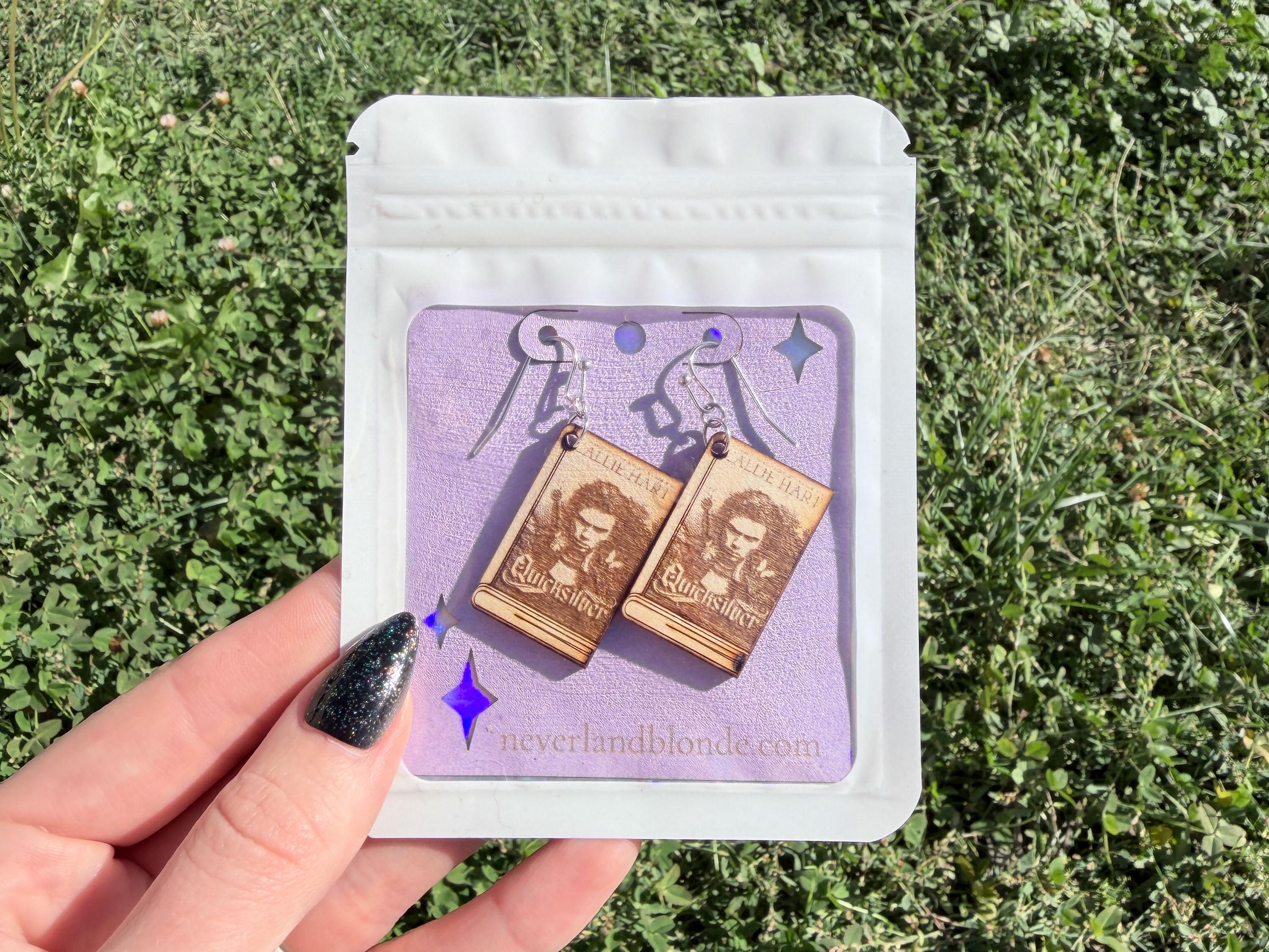 Quicksilver Inspired Book Cover Earrings | Fantasy Bookish Gift for Readers & BookTok Lovers of Romantasy