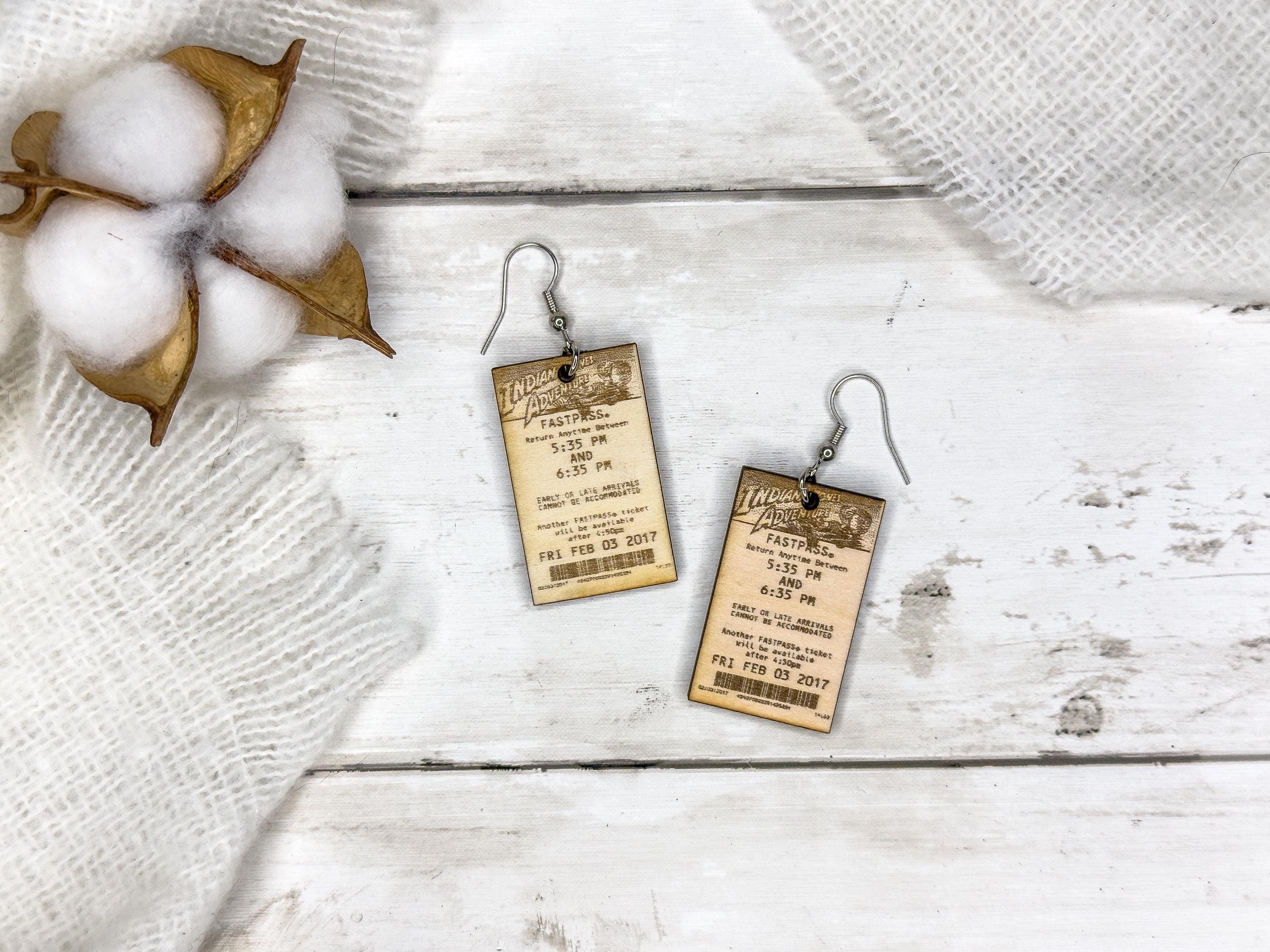 FastPass Inspired Earrings | Nostalgic Park Ticket Jewelry Retro Attraction Inspired Earrings | Choose from 3 Designs