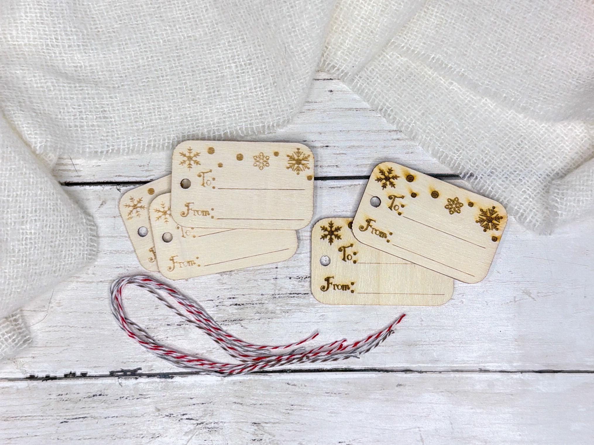 Wooden Christmas Gift Tags | Set of 5 Snowflake To and Froms with String| Rustic Holiday Gift Tags