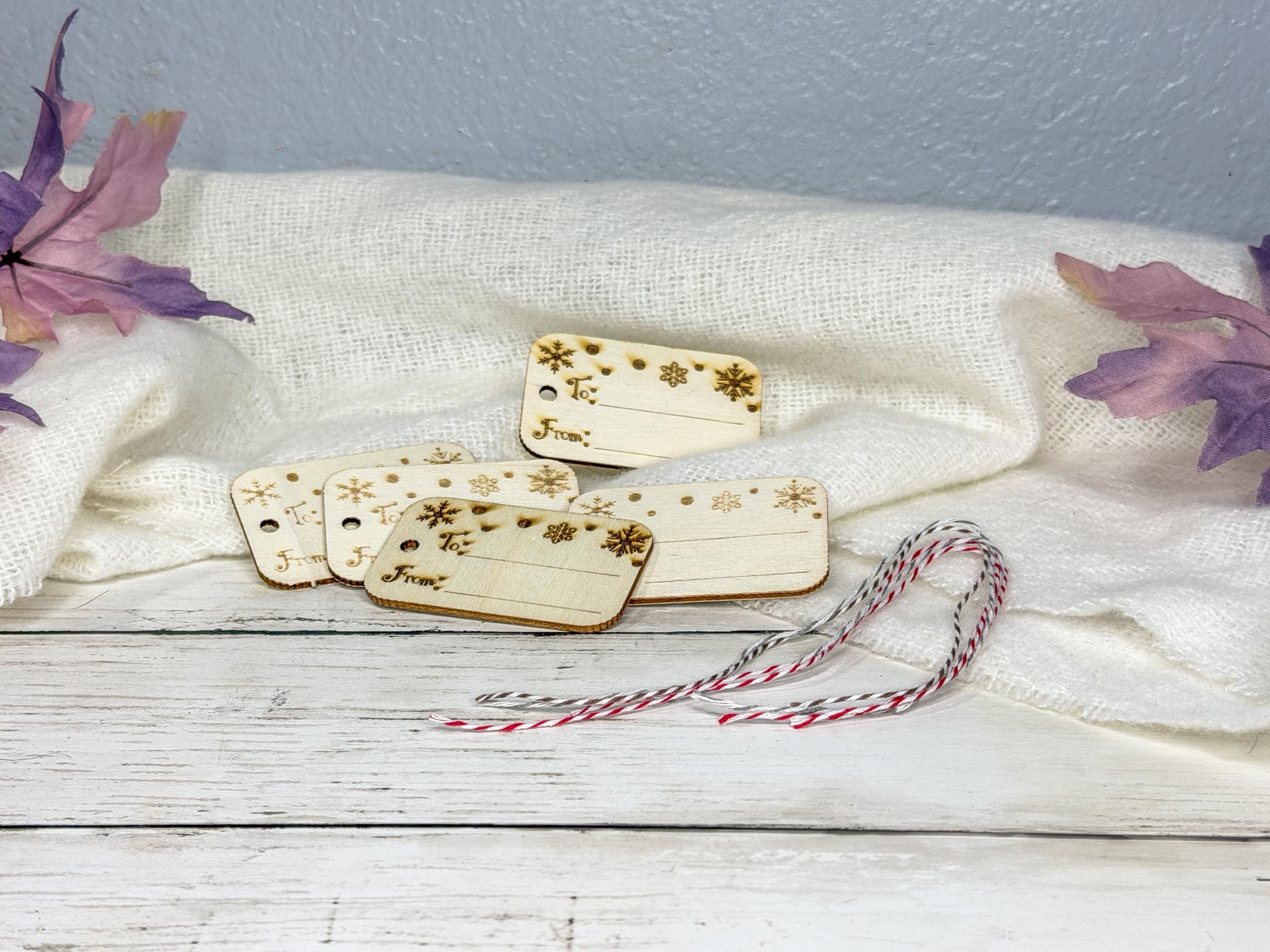 Wooden Christmas Gift Tags | Set of 5 Snowflake To and Froms with String| Rustic Holiday Gift Tags