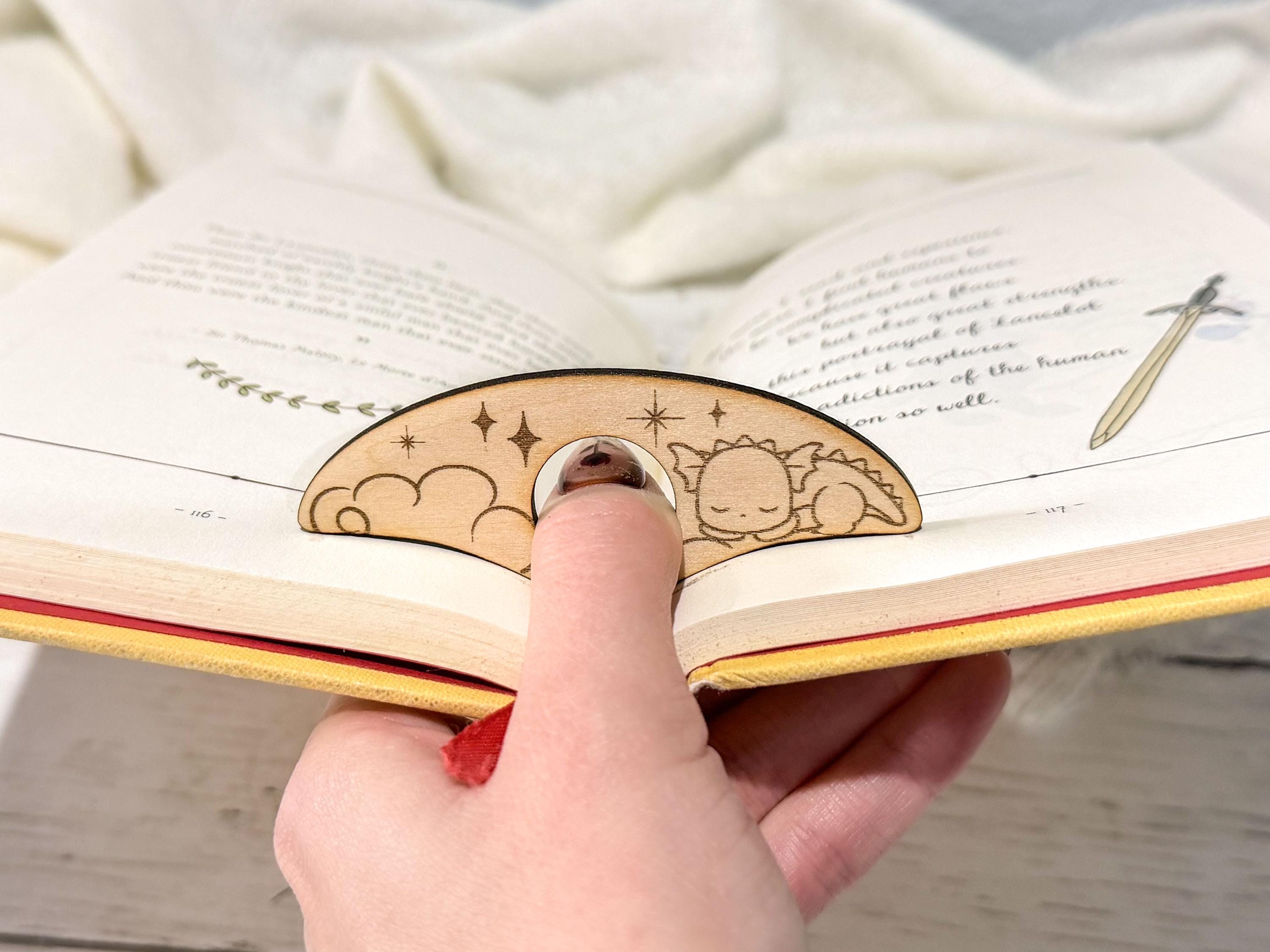Wooden Book Page Holder Thumb Grip for Reading | Romantasy Gift and Book Lover Accessory