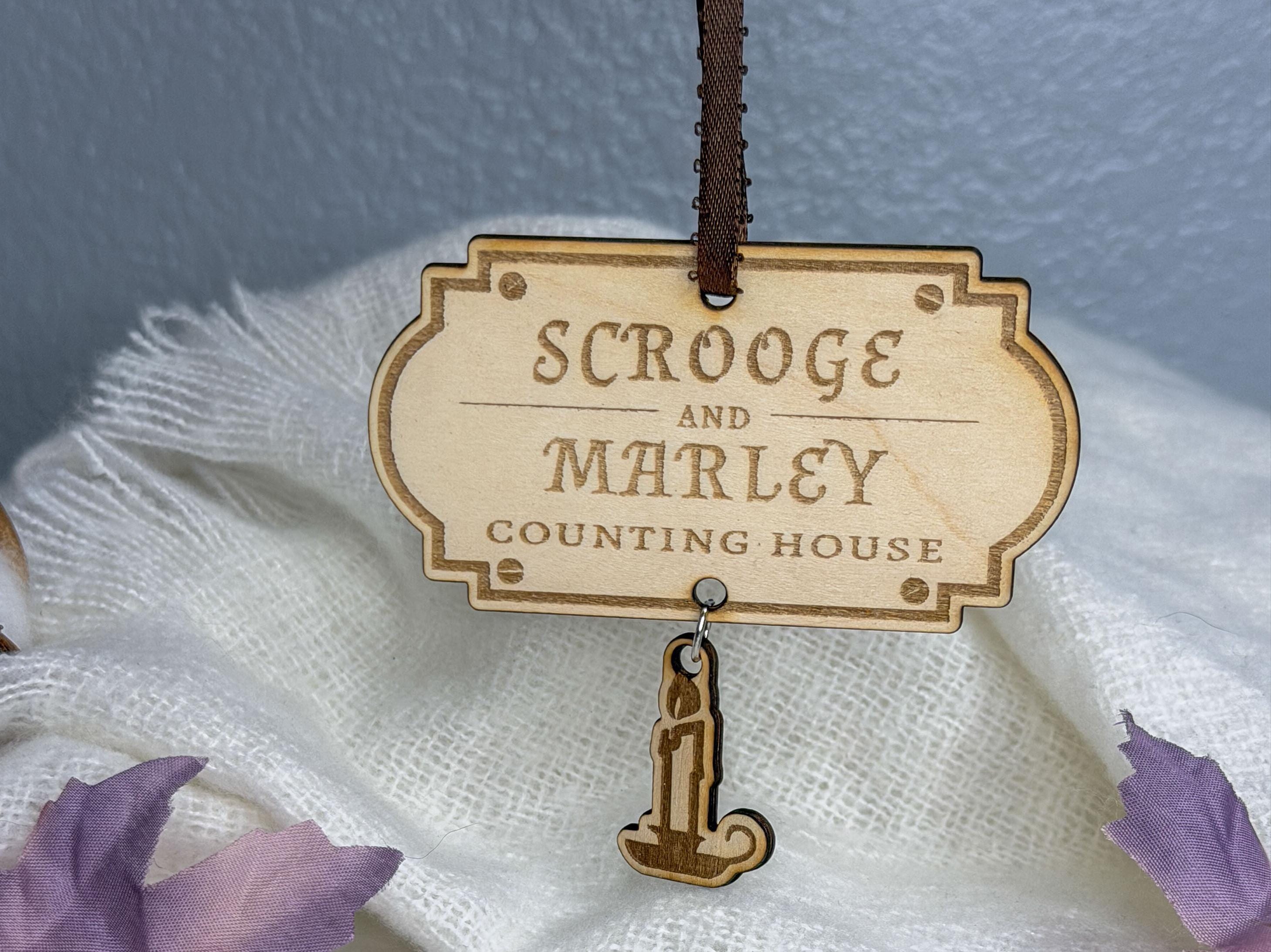 A Christmas Carol Wooden Ornament | Scrooge and Marley Counting House Sign Charles Dickens Ornament