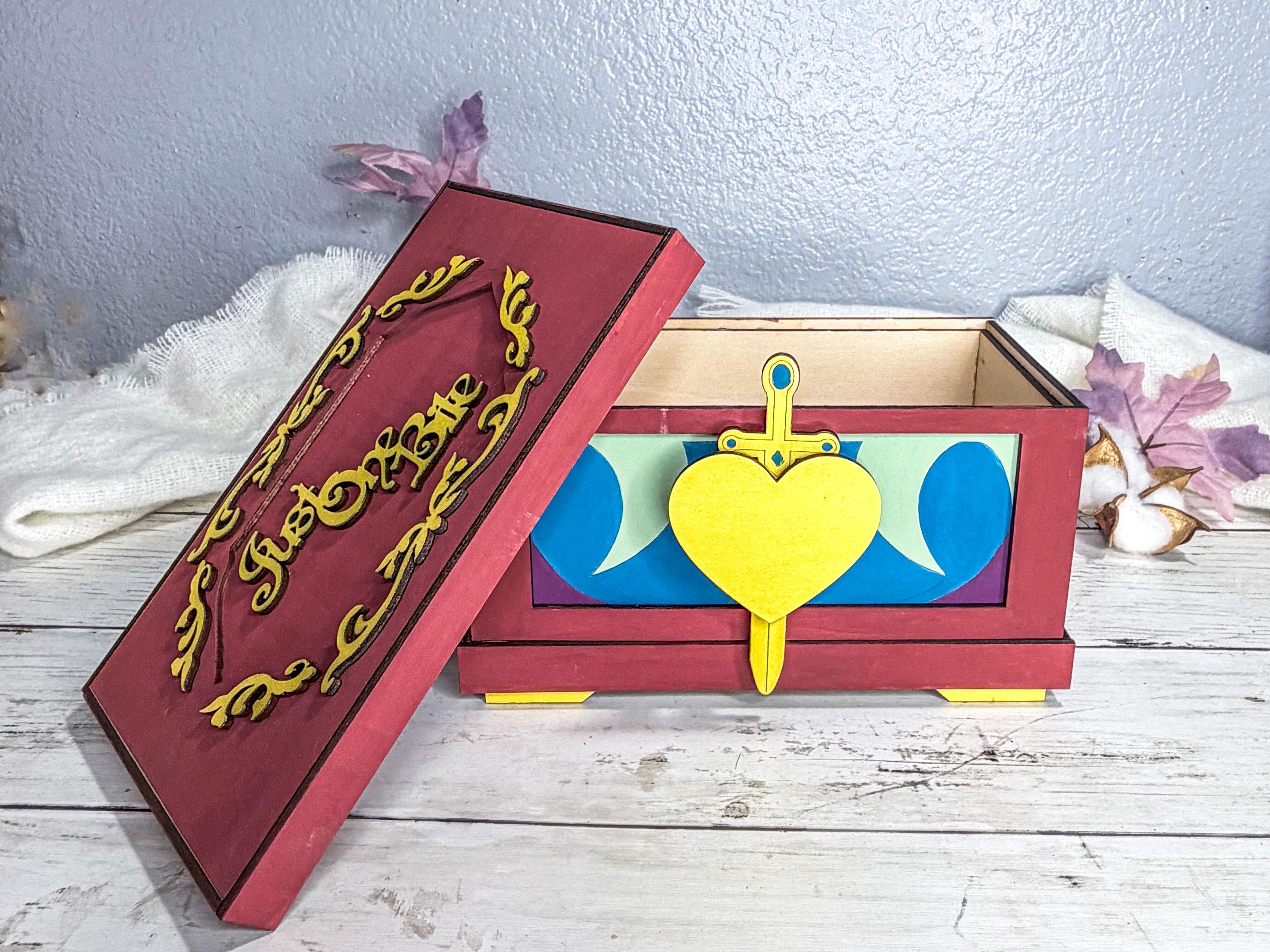 Evil Queen Heart Box Replica Inspired by Snow White | Wooden Keepsake Box for Villain Lovers