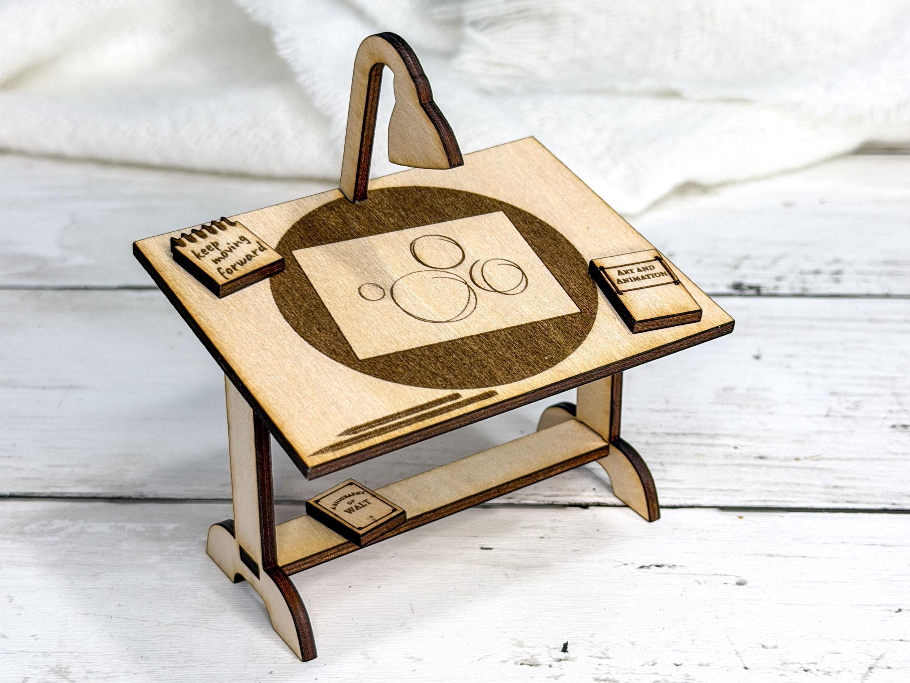 Miniature Animator Desk | Artist Diorama Inspired by Disney Animators with a Hidden Tribute to Walt Disney