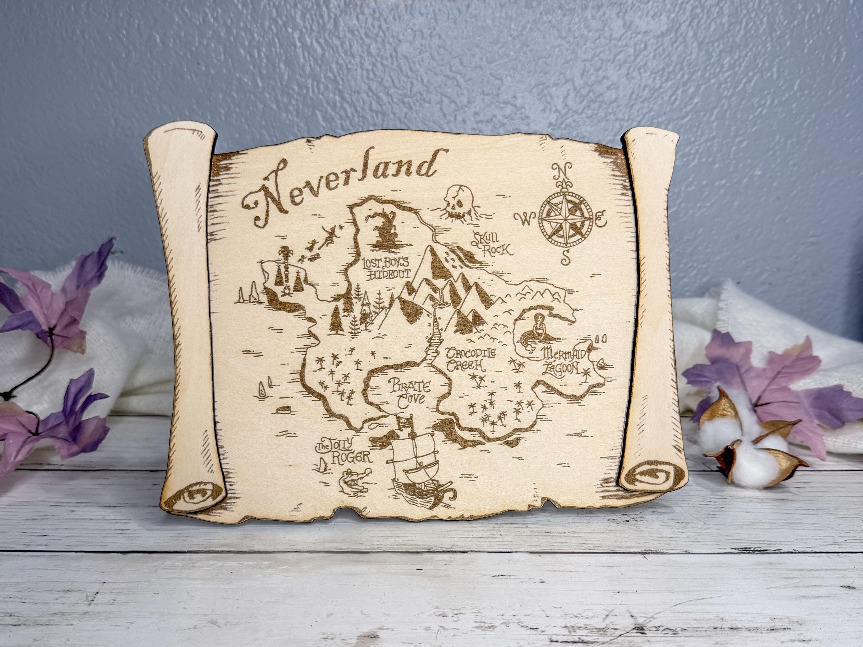 Choose Fantasy Map Engraved in Disney Inspired or BookTok Designs | Wooden Maps
