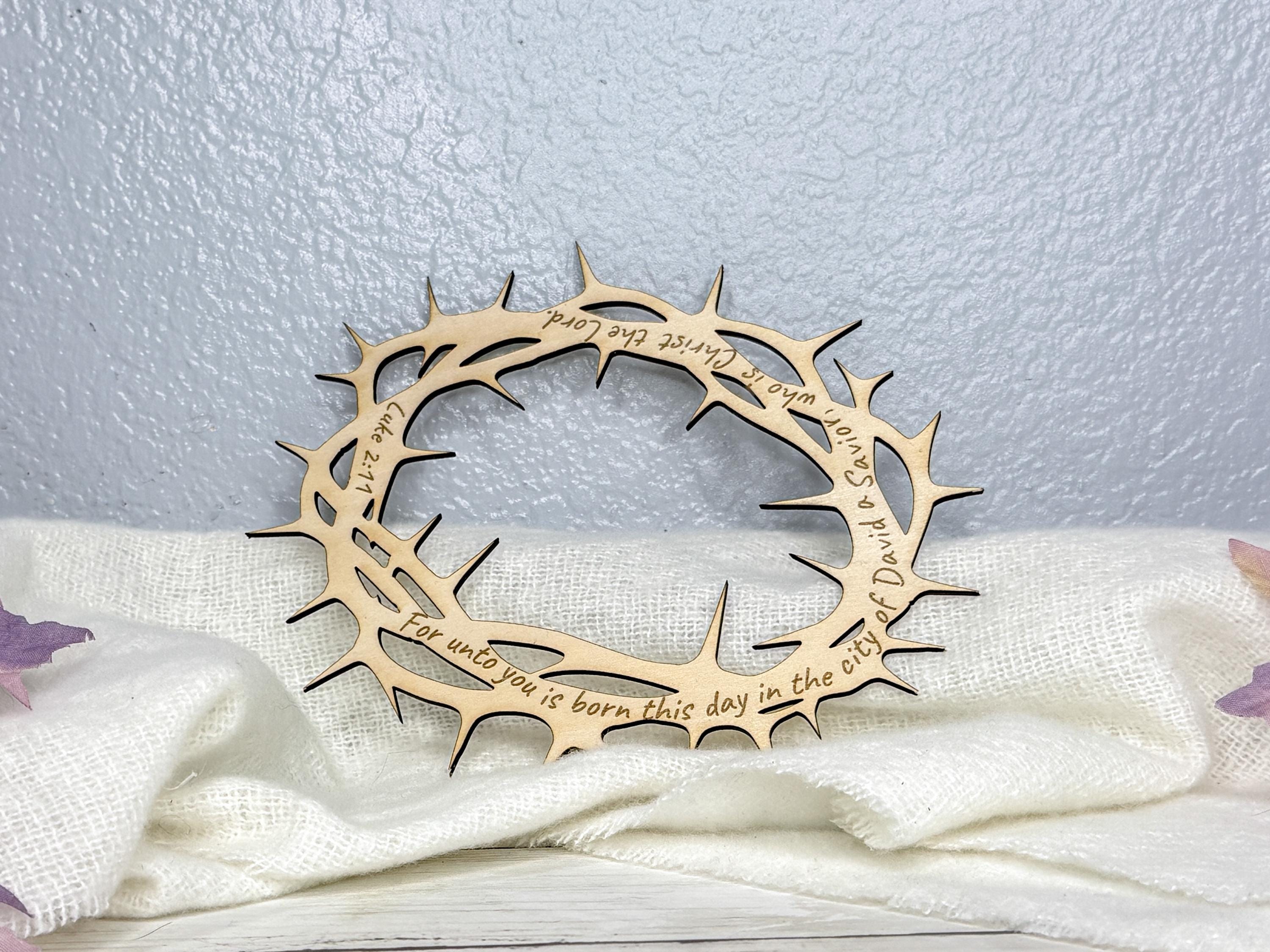 Crown of Thorns Christmas Ornament | Christian Christmas Decor | Laser Engraved Scripture Ornament