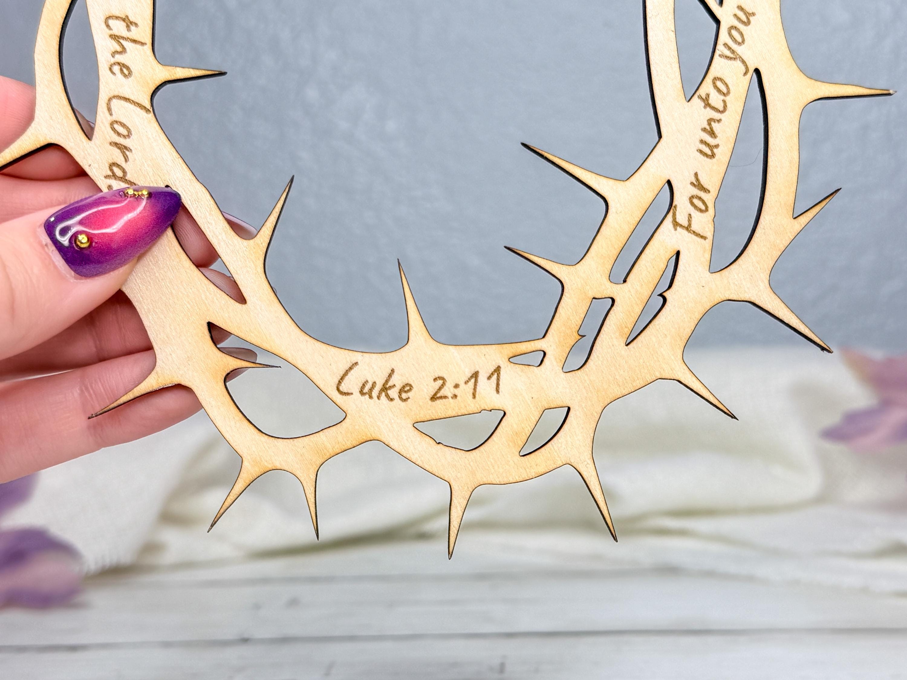 Crown of Thorns Christmas Ornament | Christian Christmas Decor | Laser Engraved Scripture Ornament