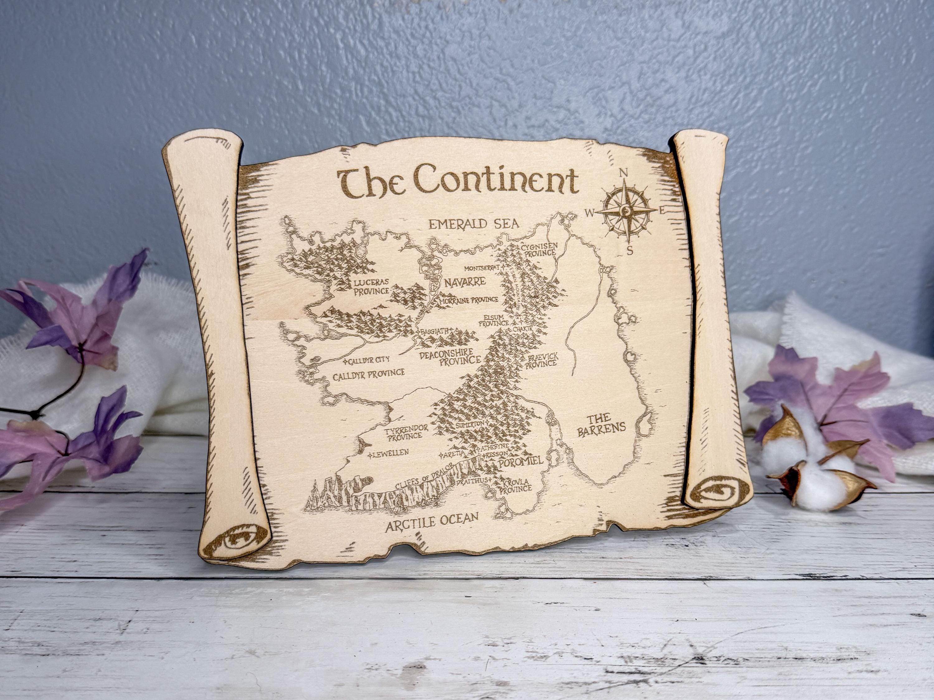 Choose Fantasy Map Engraved in Disney Inspired or BookTok Designs | Wooden Maps
