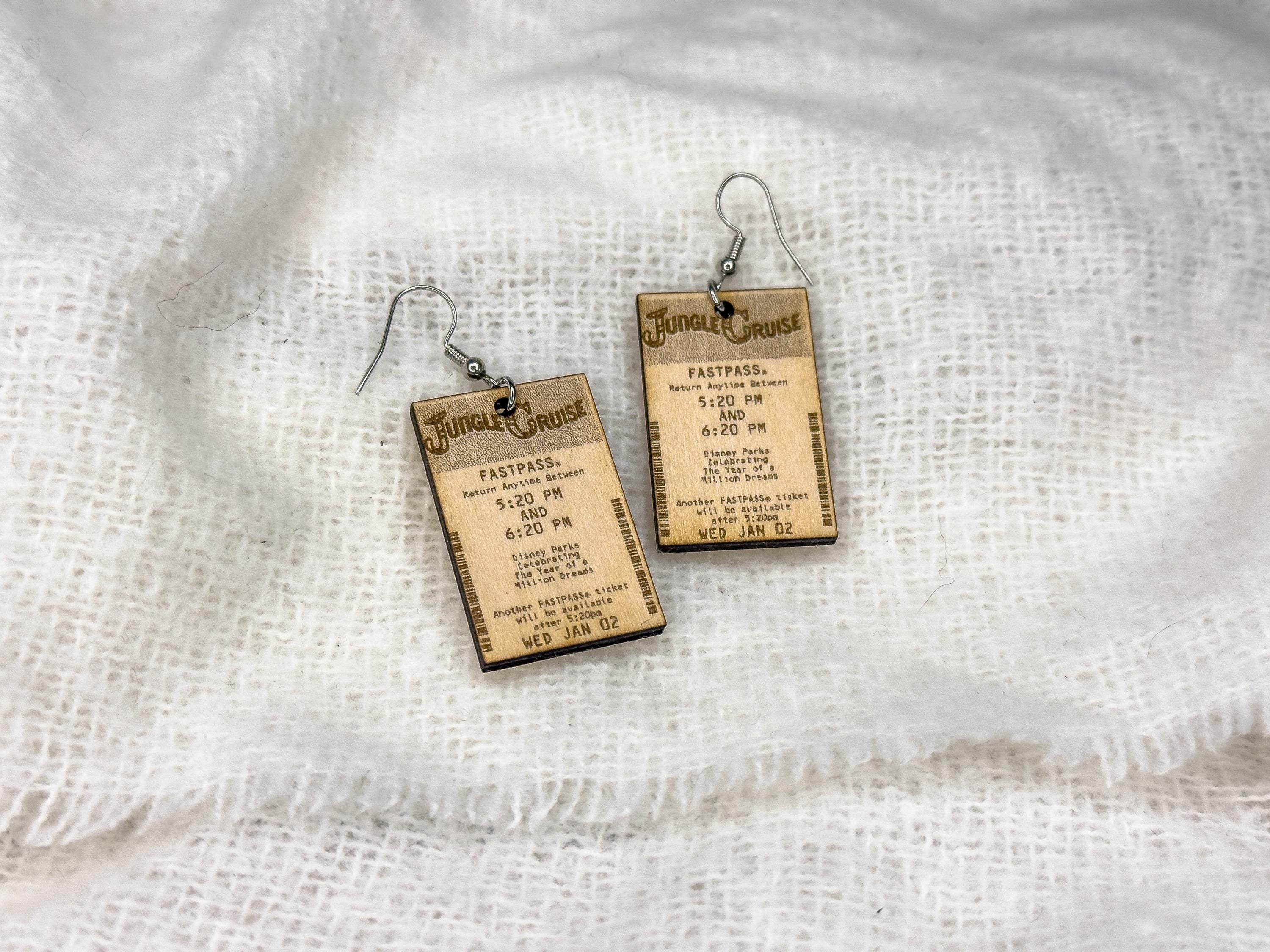 FastPass Inspired Earrings | Nostalgic Park Ticket Jewelry Retro Attraction Inspired Earrings | Choose from 3 Designs