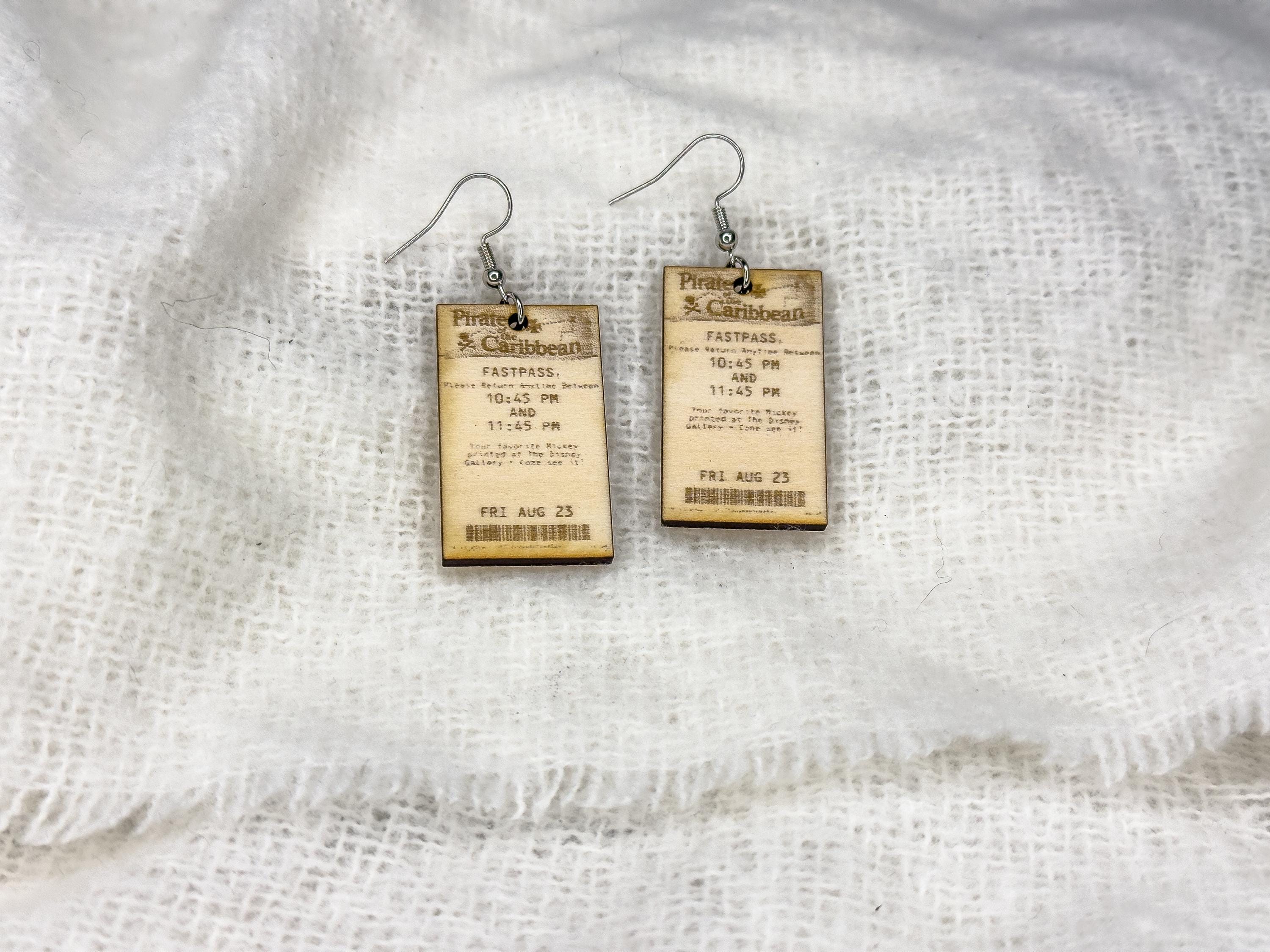 FastPass Inspired Earrings | Nostalgic Park Ticket Jewelry Retro Attraction Inspired Earrings | Choose from 3 Designs