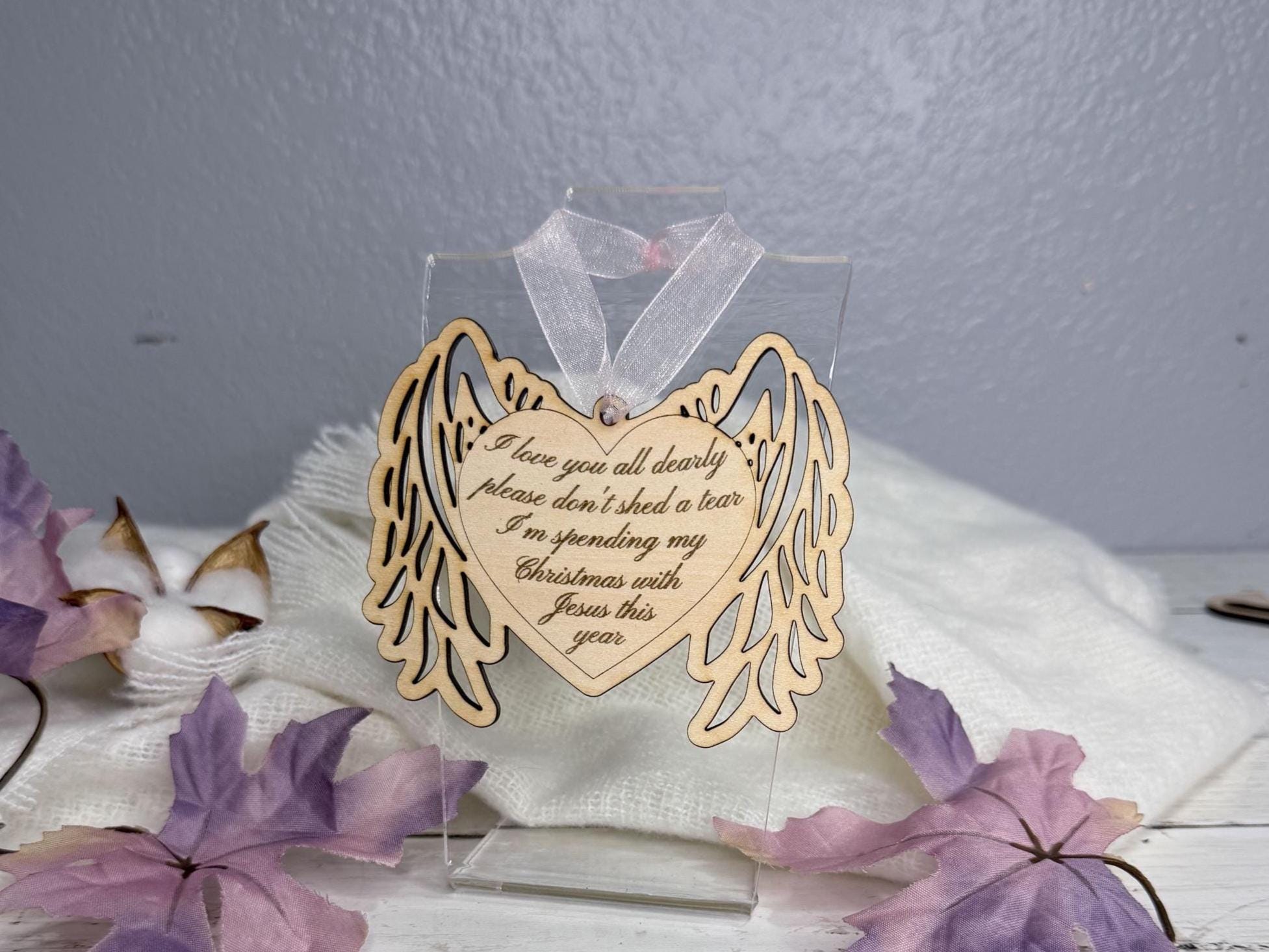 Spending My Christmas with Jesus This Year Ornament | Memorial Angel Wings Ornament for Lost Loved One