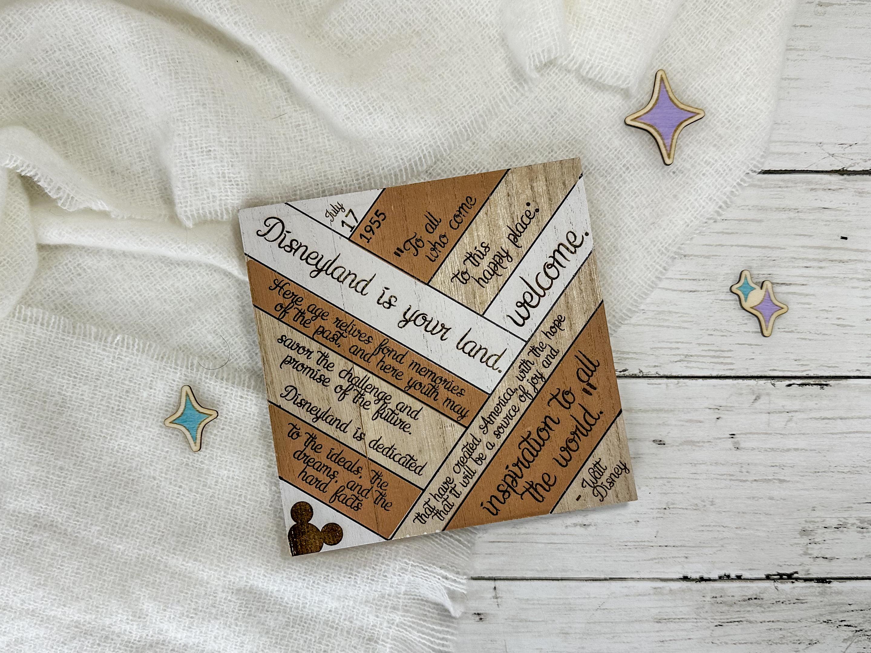 Disneyland Dedication Quote Home Decor | Standing Desk Sign Art with a Quote from Walt Disney